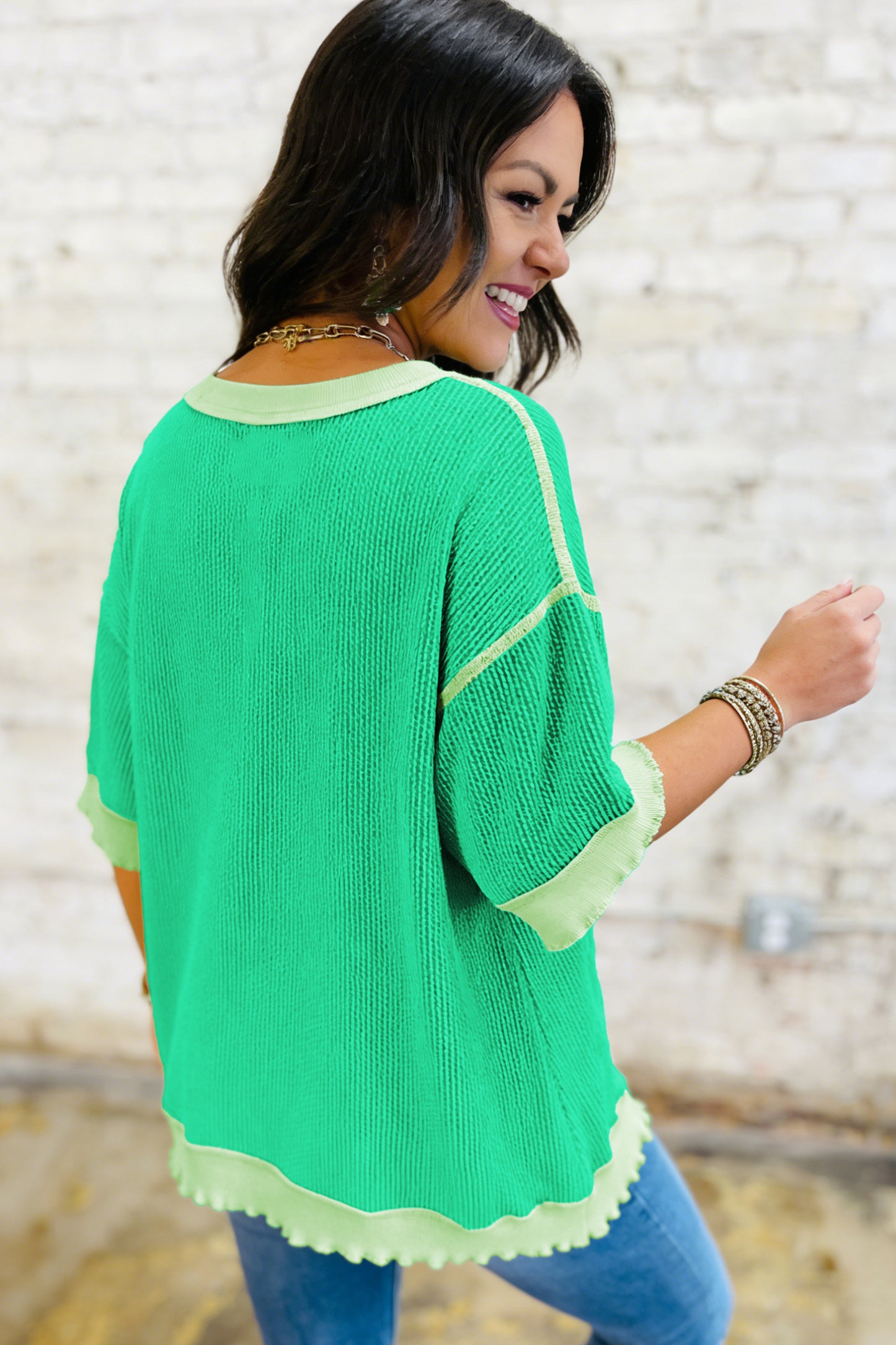 Mint Drop Shoulder Knit Top