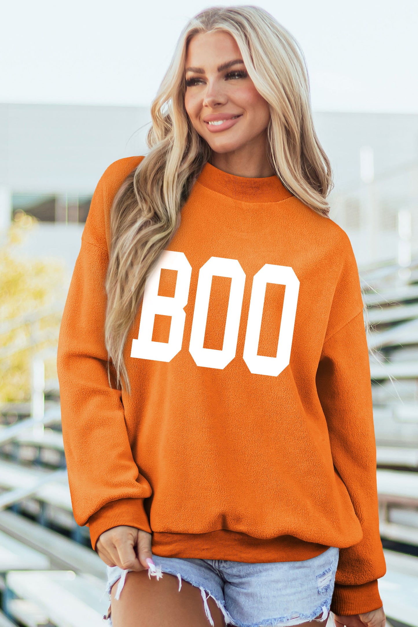 SPOOKY/ BOO Reversible Mock Neck Sweatshirt