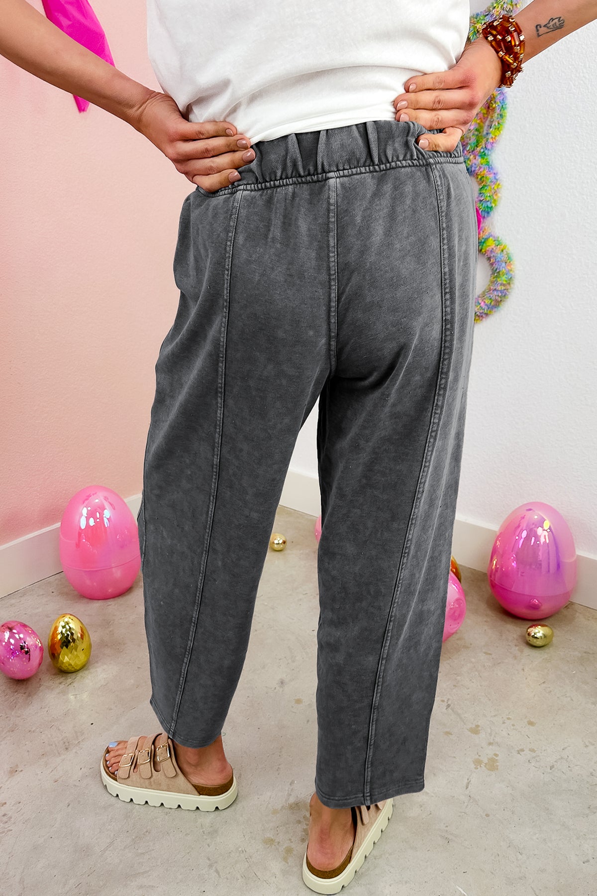 Carbon Grey Wash Barrel Pants