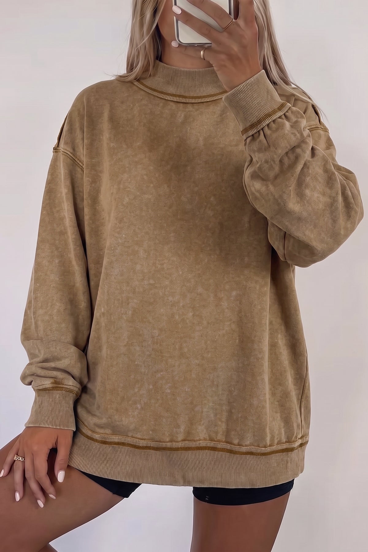 Brown High Neck Vintage Sweatshirt