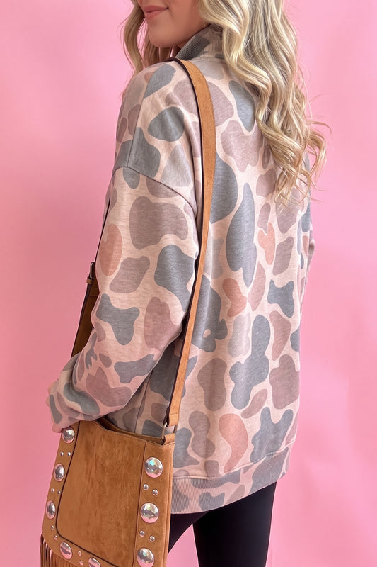 Half Button Camouflage Pullover Sweatshirt