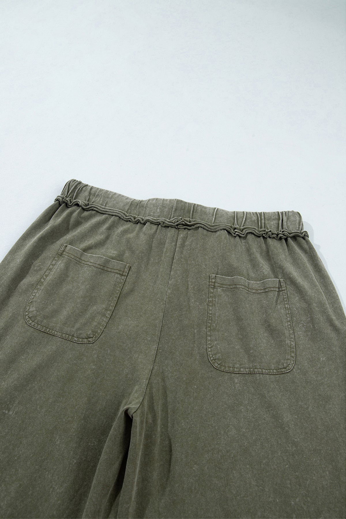 Jungle Green Mineral Wash Flare Leg Pants