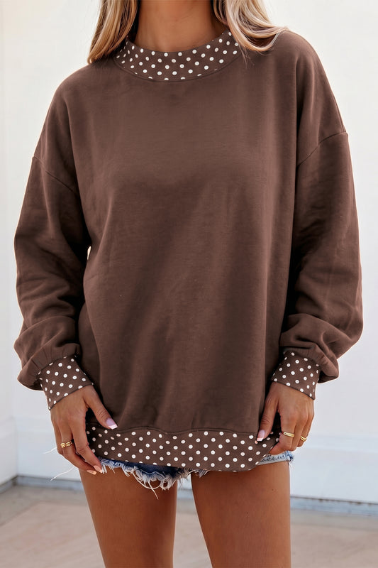 Mocha Polka Dot Oversized Sweatshirt