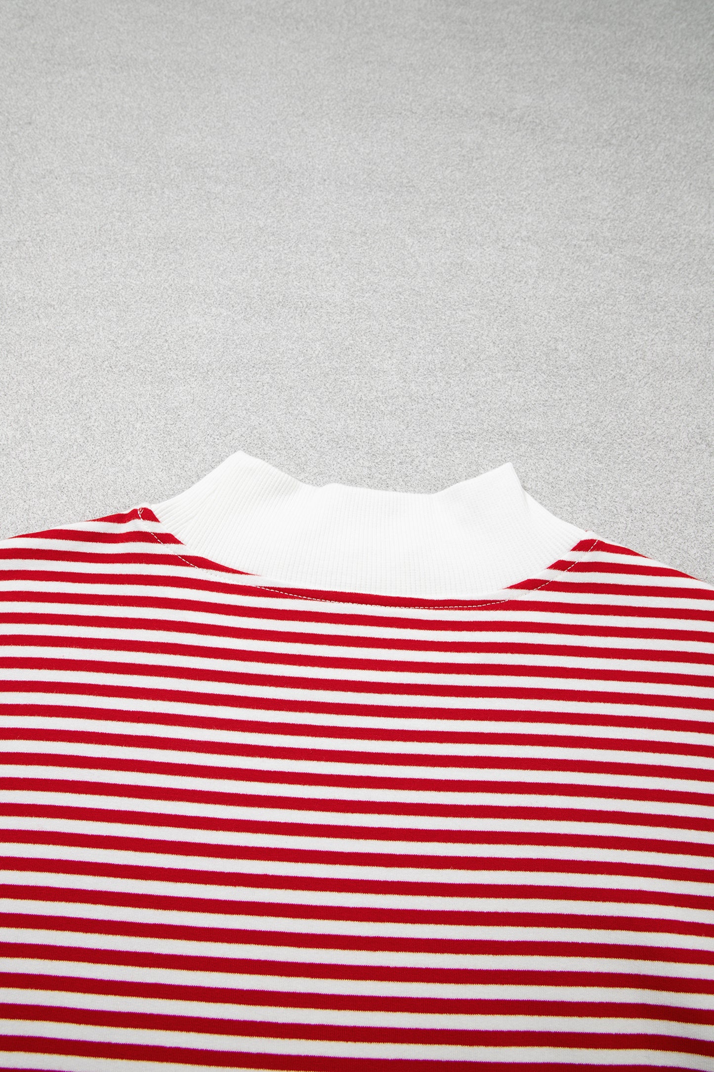 Red Stripe Oversize Mock Neck Sweatshirt & Shorts Set