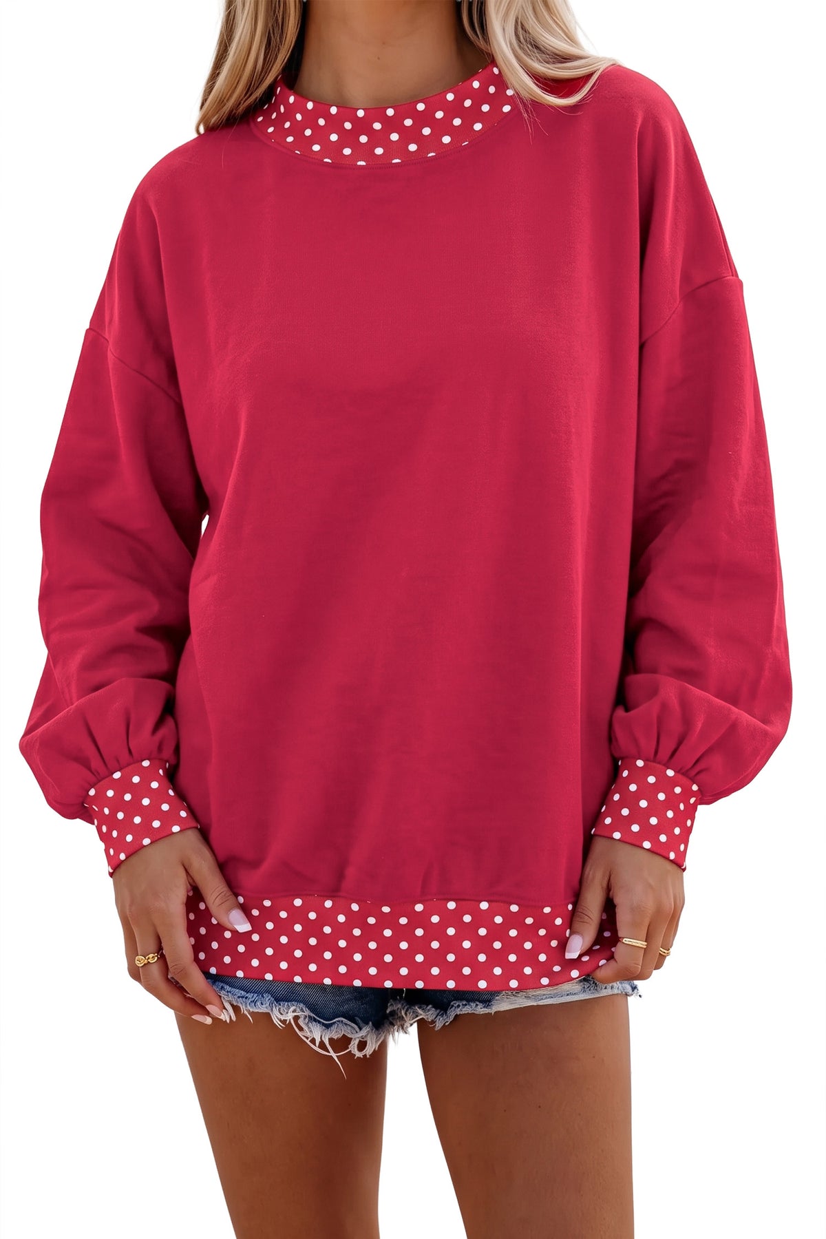 Mocha Polka Dot Oversized Sweatshirt