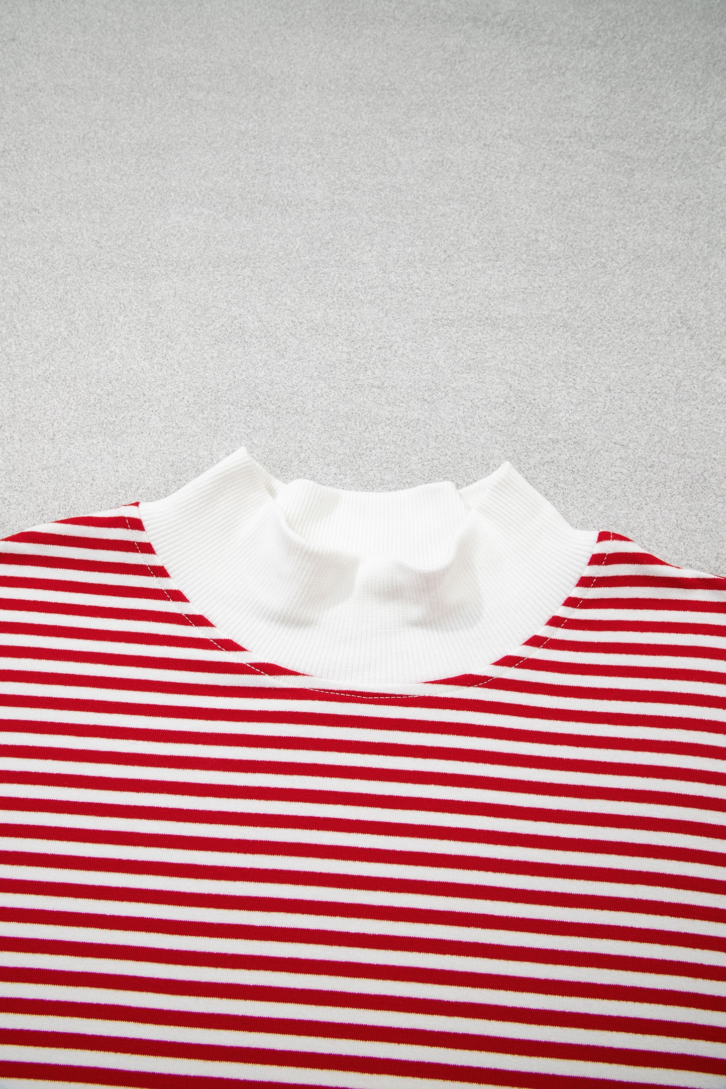 Red Stripe Oversize Mock Neck Sweatshirt & Shorts Set