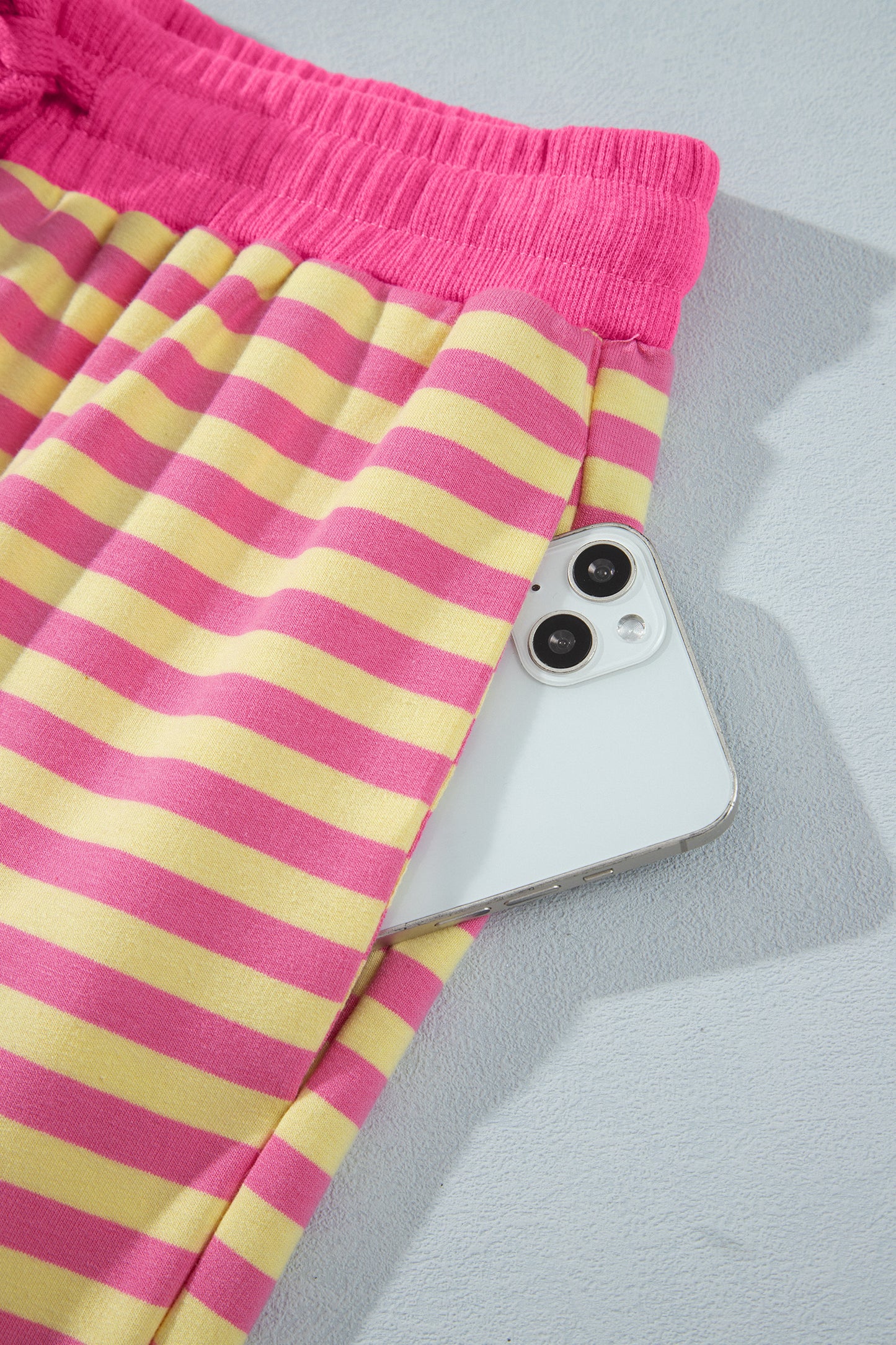 Pink Stripe Crew Neck Pant Set