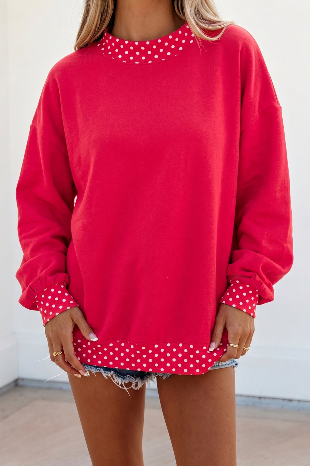 Mocha Polka Dot Oversized Sweatshirt