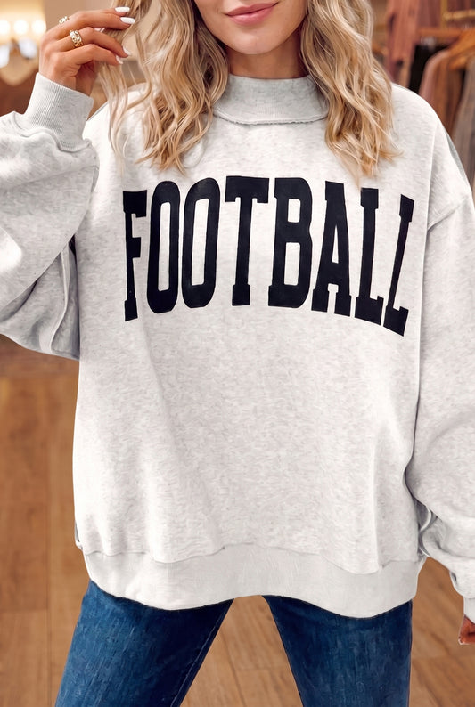 Light Grey Mock Neck GAMEDAY/ FOOTBALL Reversible Sweatshirt