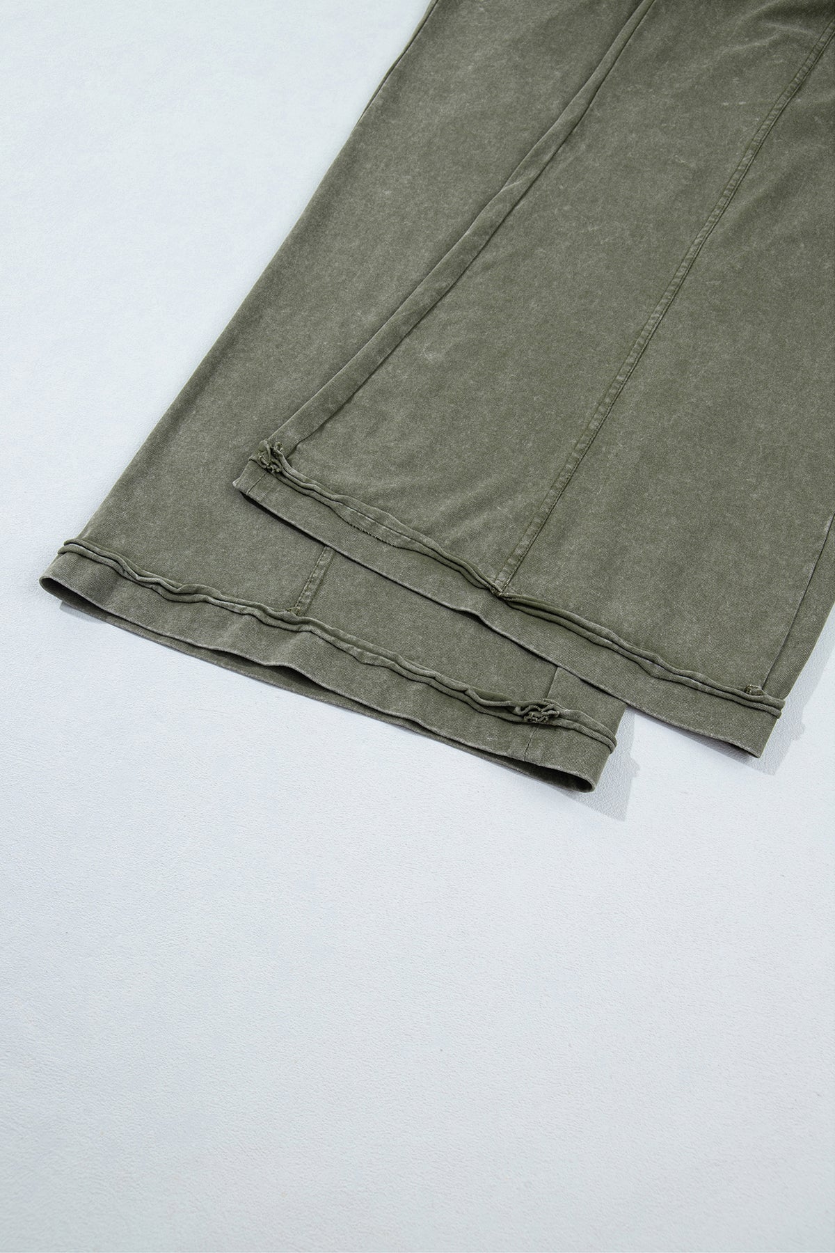 Jungle Green Mineral Wash Flare Leg Pants