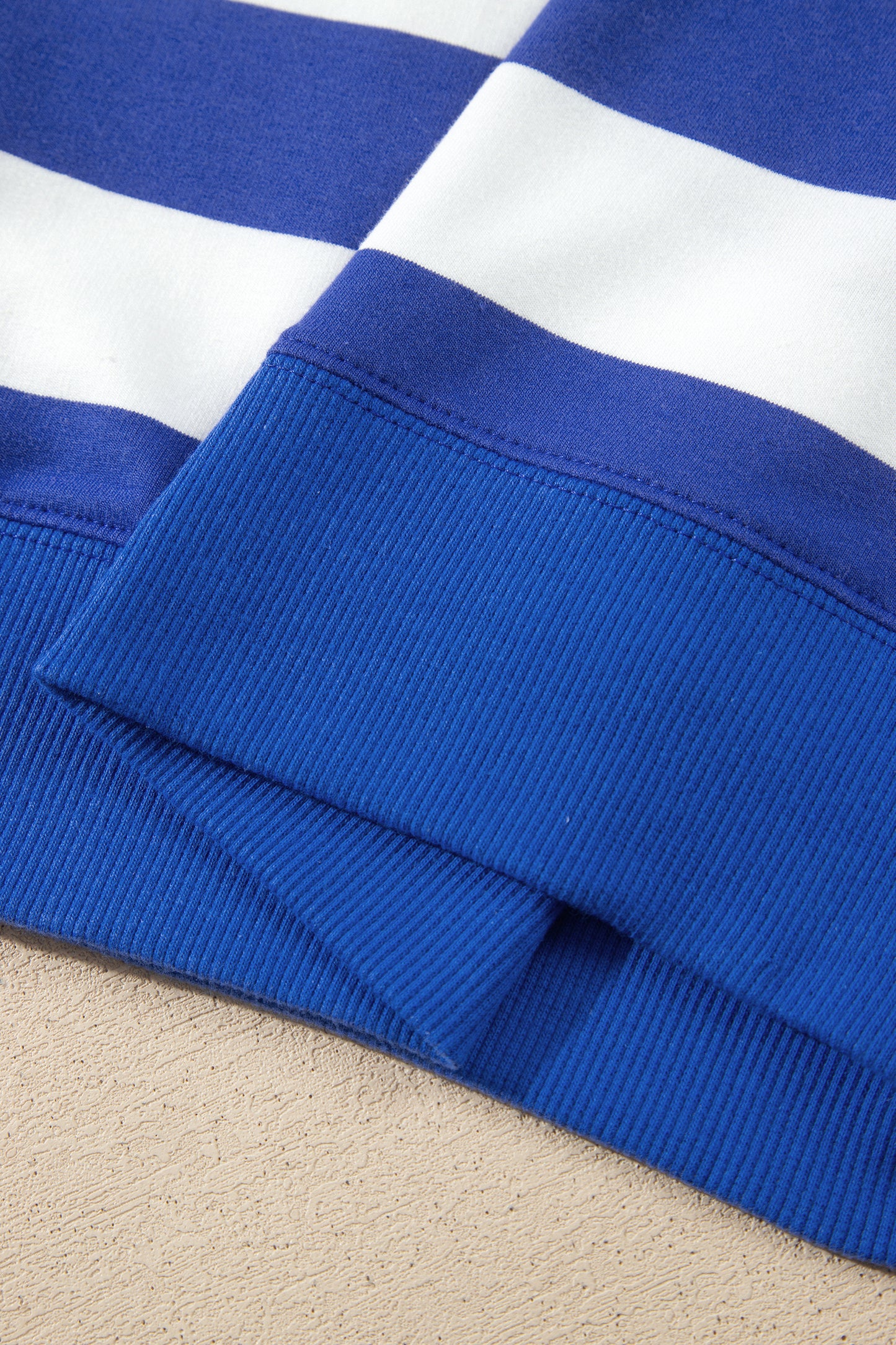 Blue Stripe Colorblock Mock Neck Sweatshirt