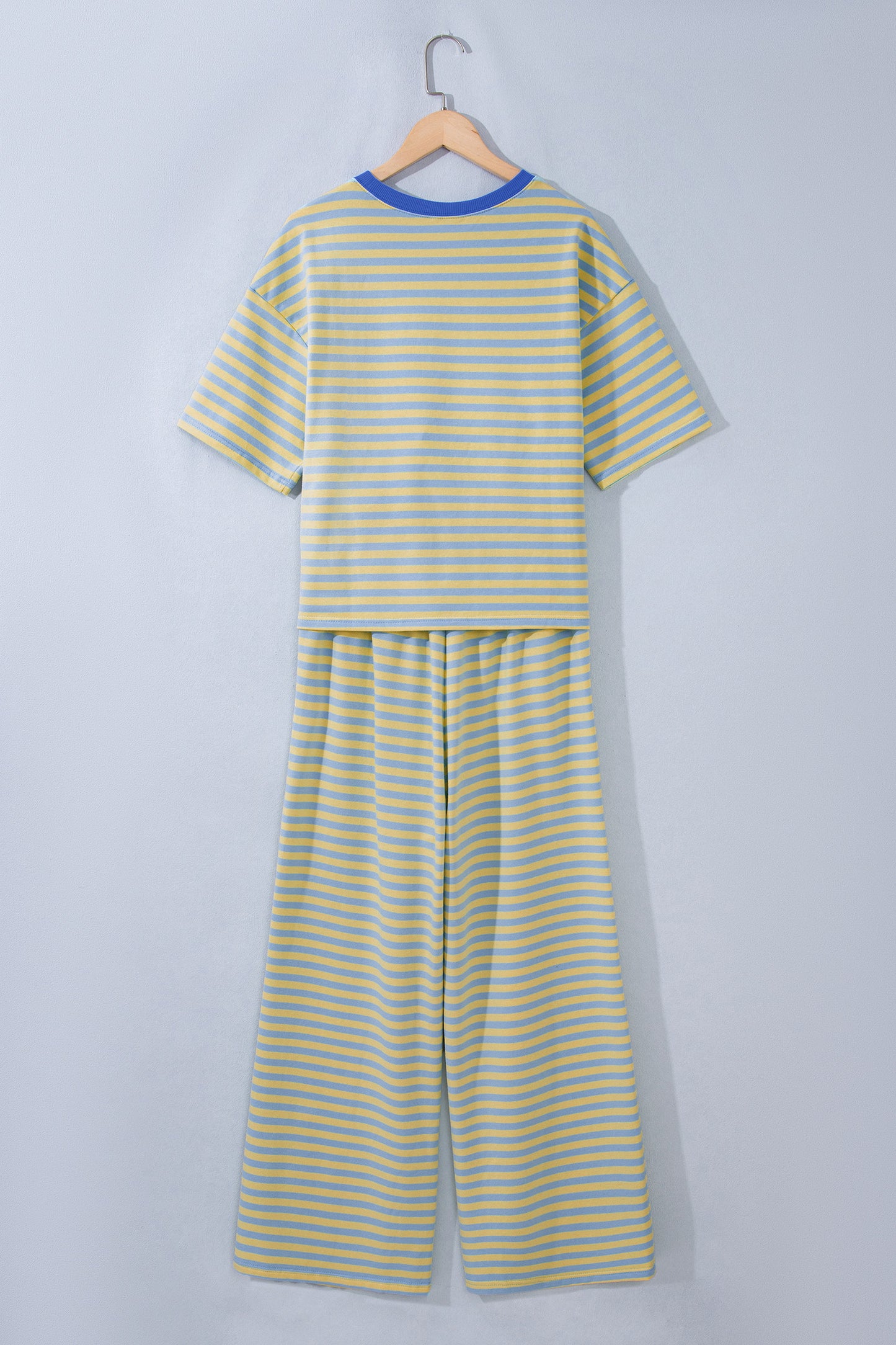 Pink Stripe Crew Neck Pant Set