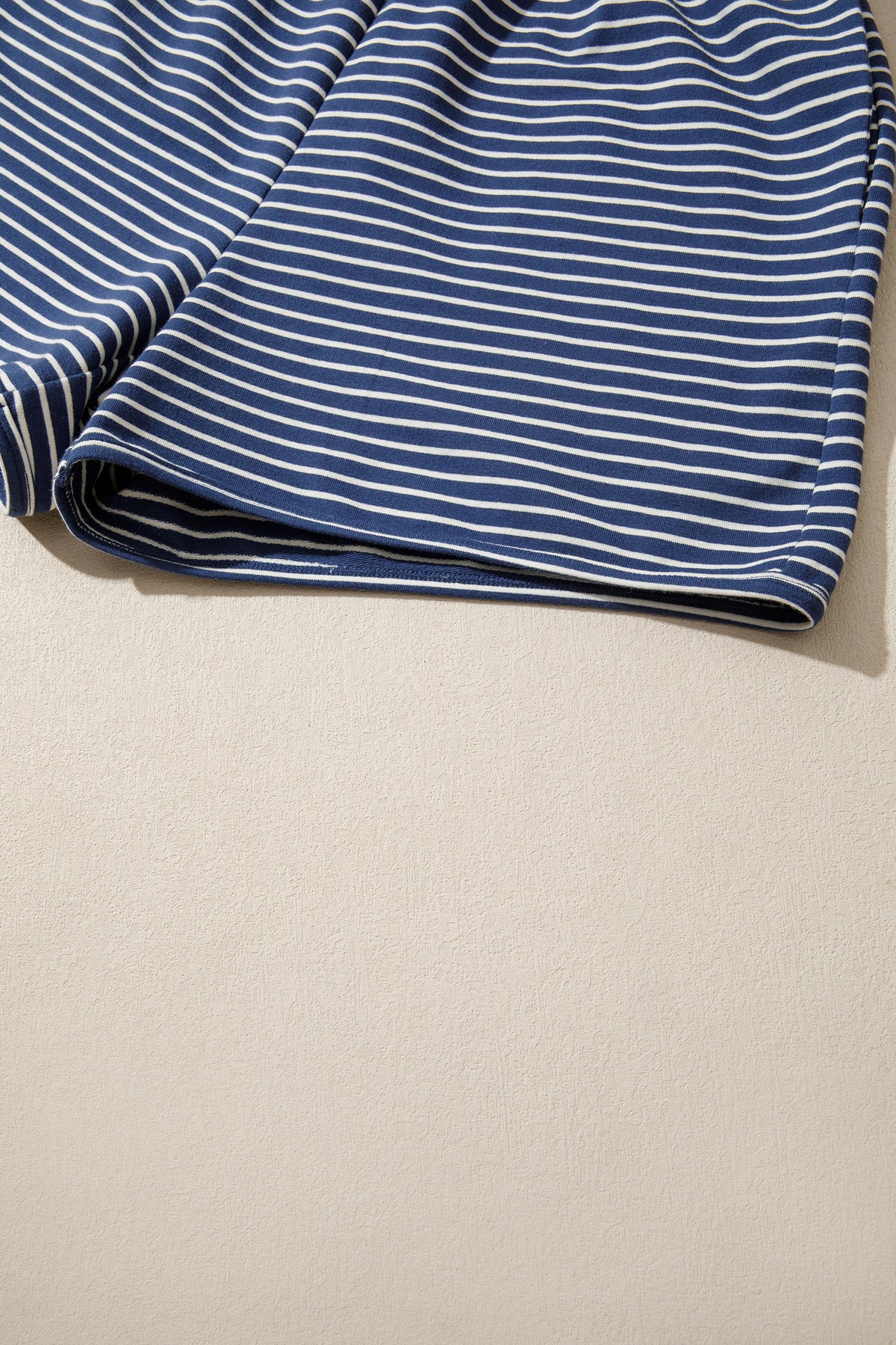 Stripe Ribbed  Mock Neck Baggy Pullover Shorts Set
