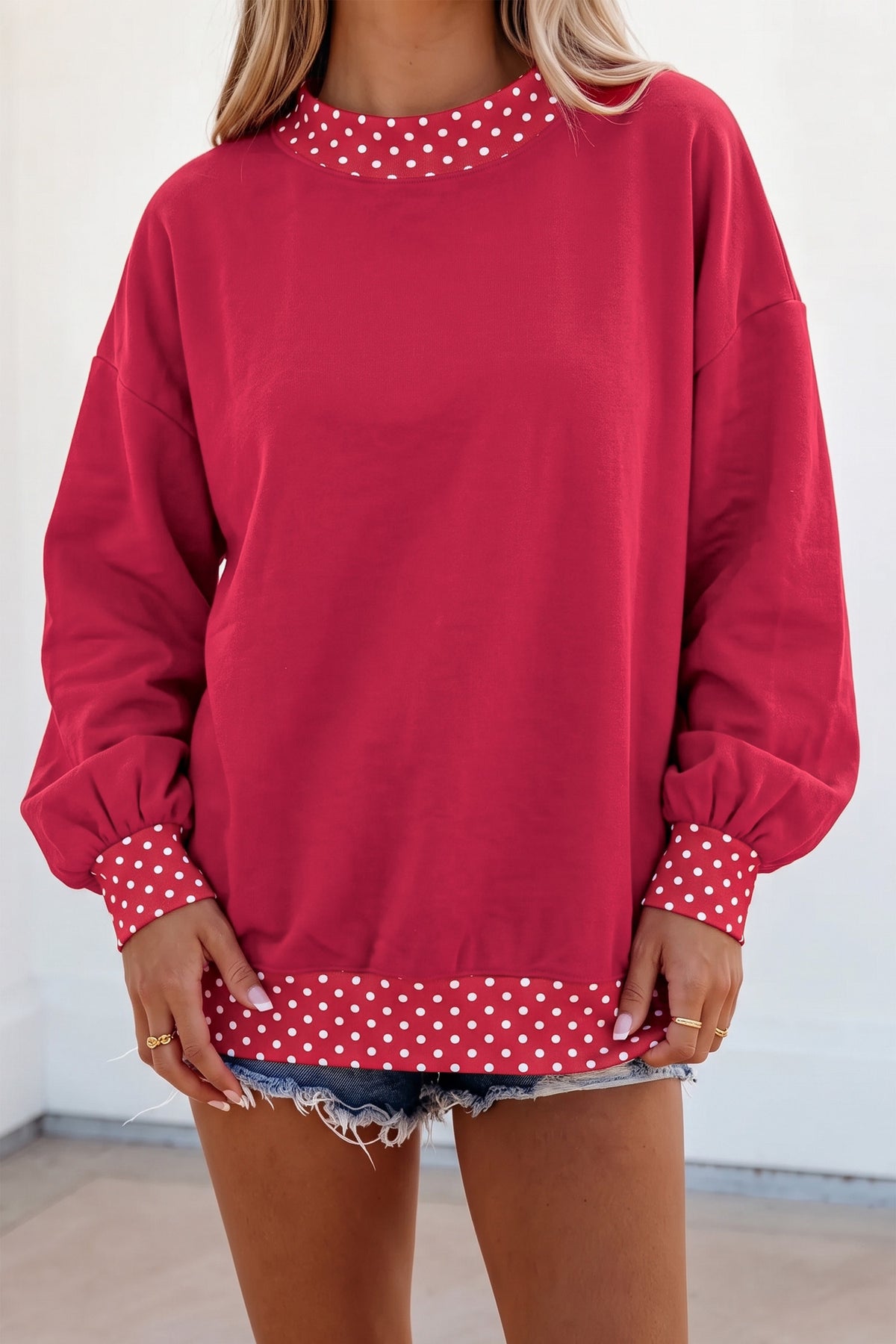 Mocha Polka Dot Oversized Sweatshirt
