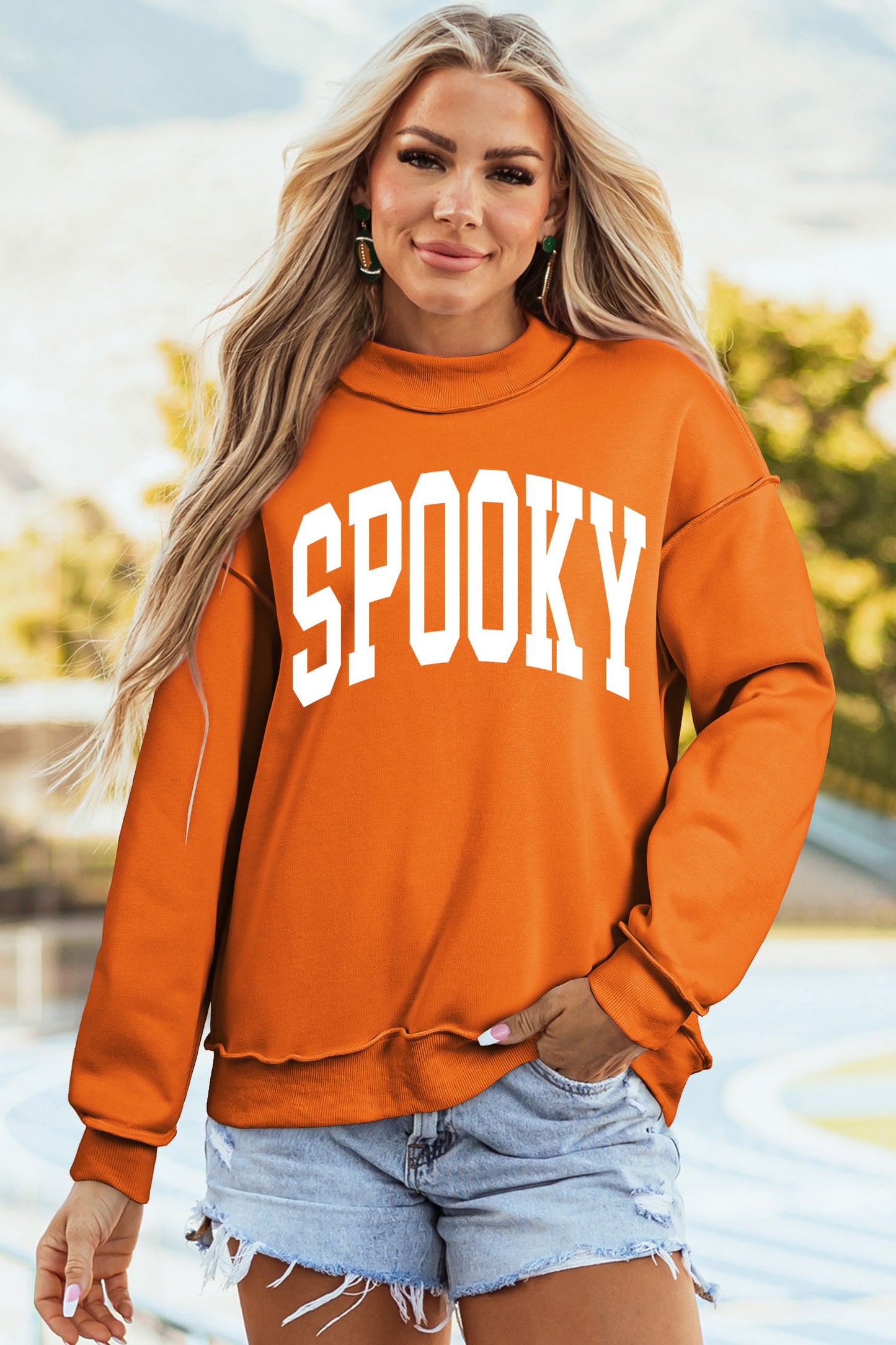 SPOOKY/ BOO Reversible Mock Neck Sweatshirt