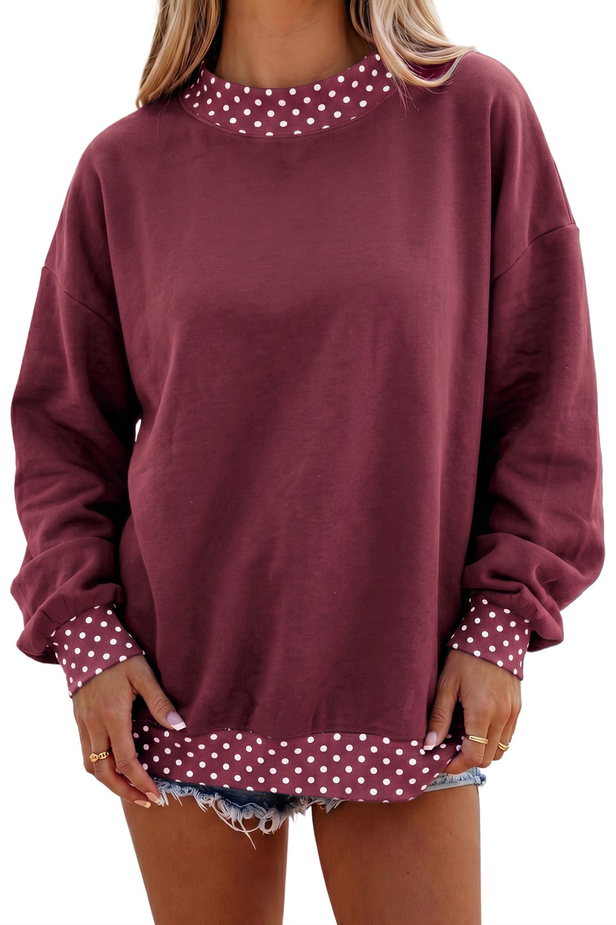 Mocha Polka Dot Oversized Sweatshirt