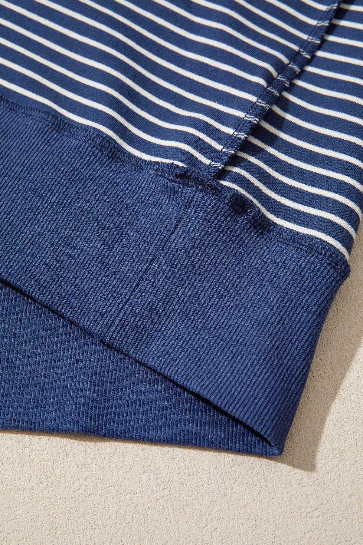Stripe Ribbed  Mock Neck Baggy Pullover Shorts Set