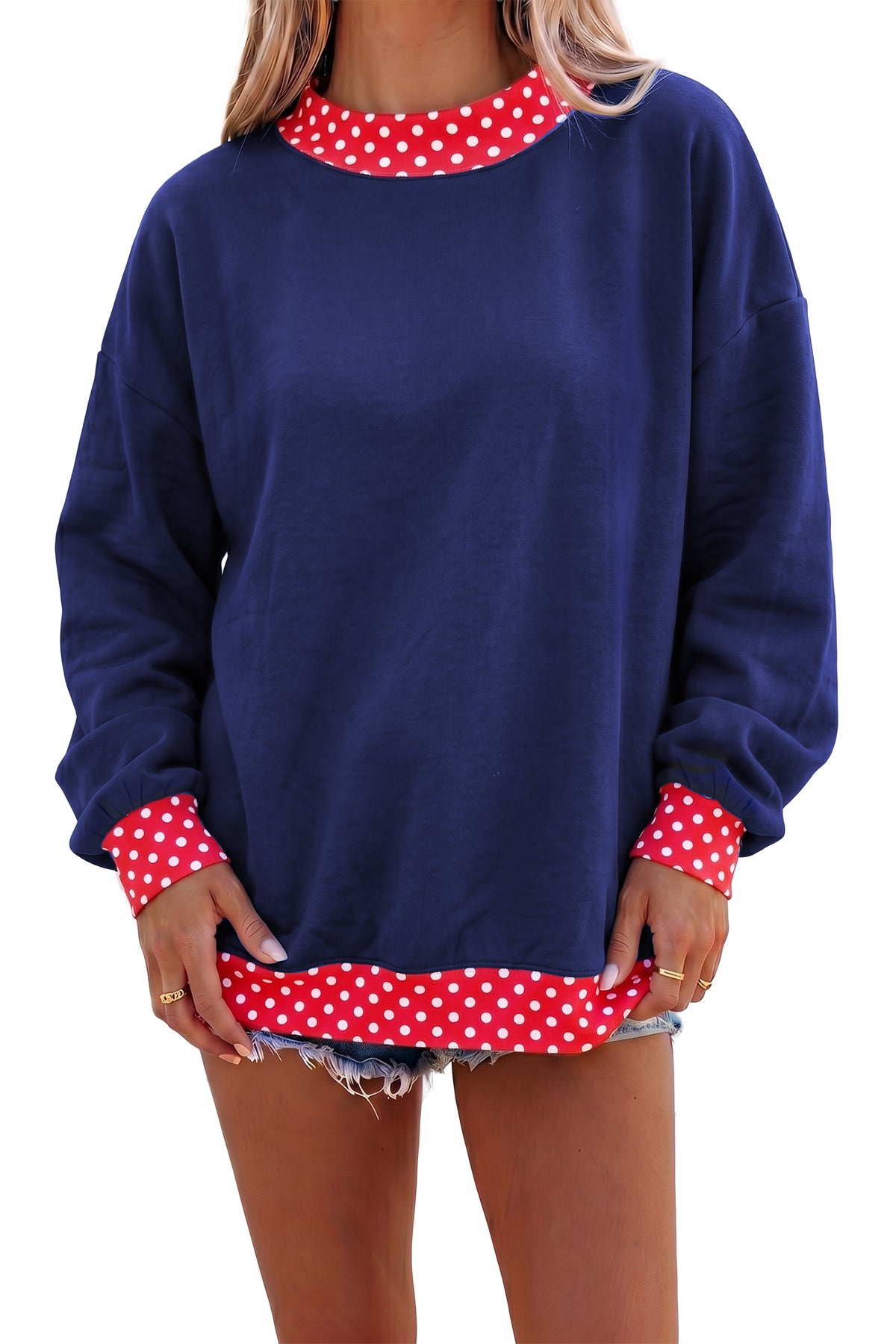 Mocha Polka Dot Oversized Sweatshirt