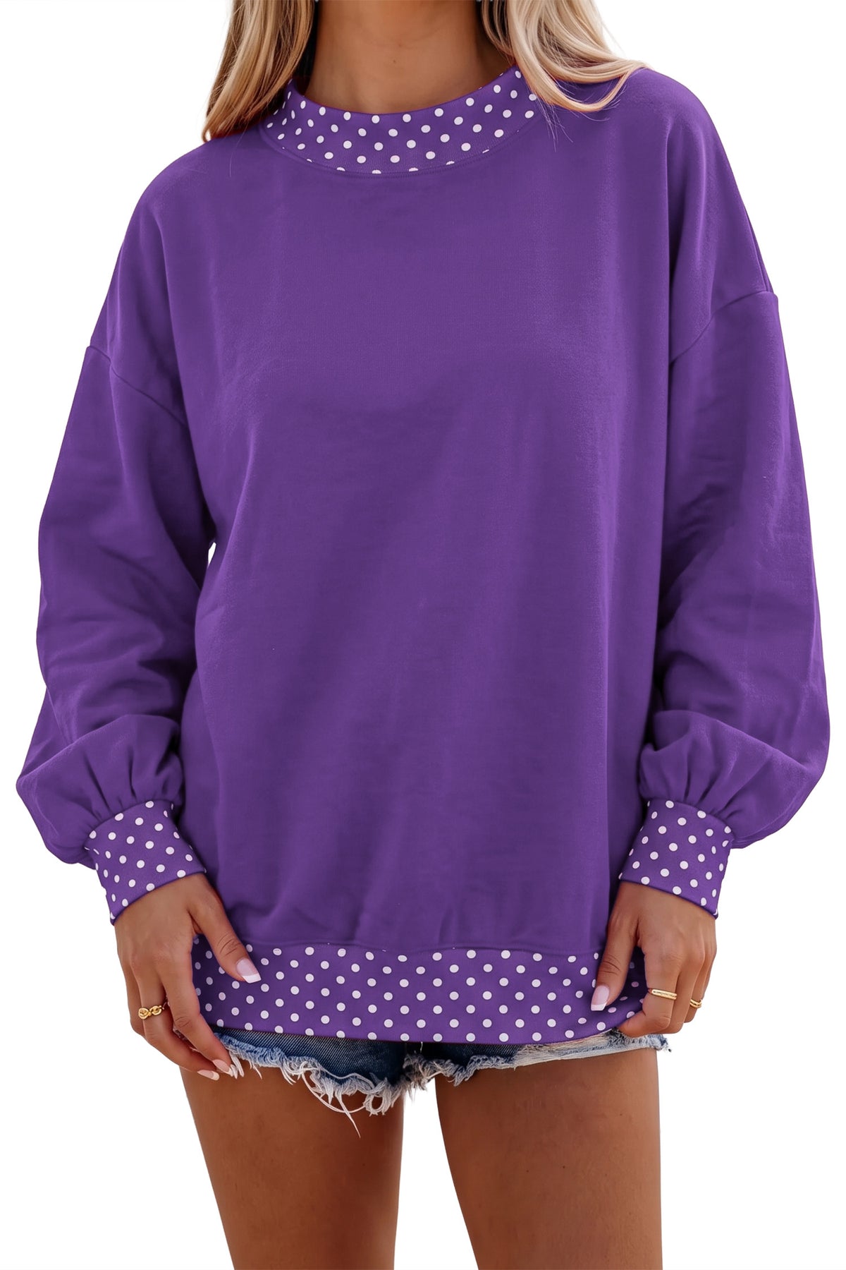 Mocha Polka Dot Oversized Sweatshirt