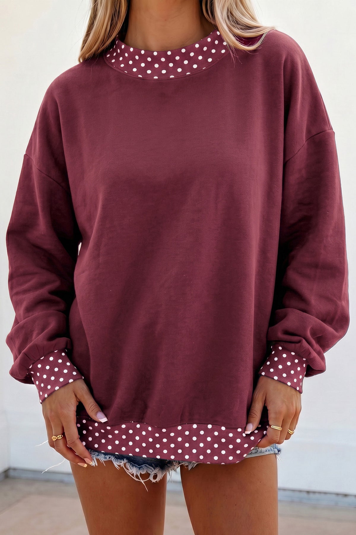 Mocha Polka Dot Oversized Sweatshirt