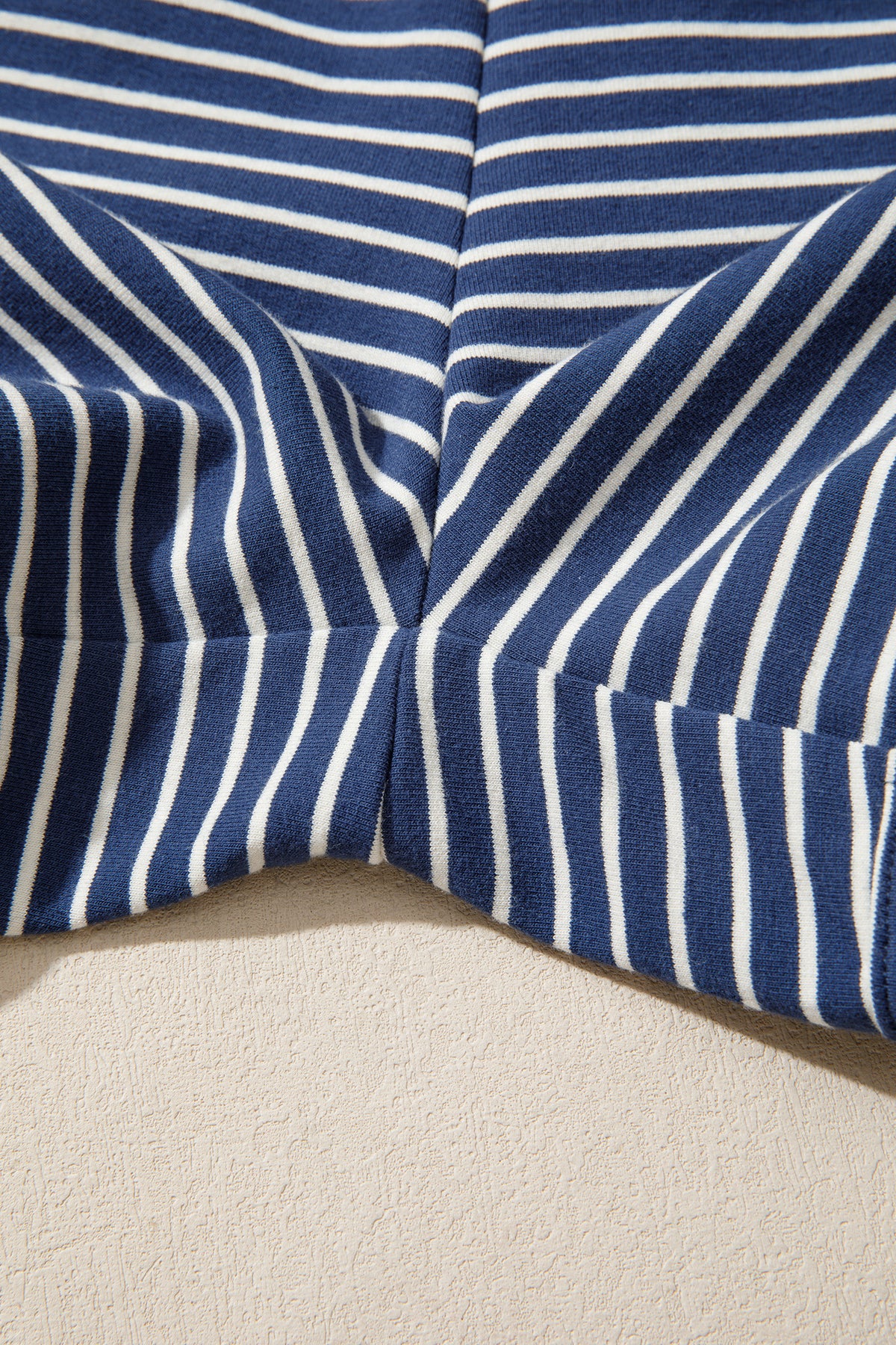 Stripe Ribbed  Mock Neck Baggy Pullover Shorts Set