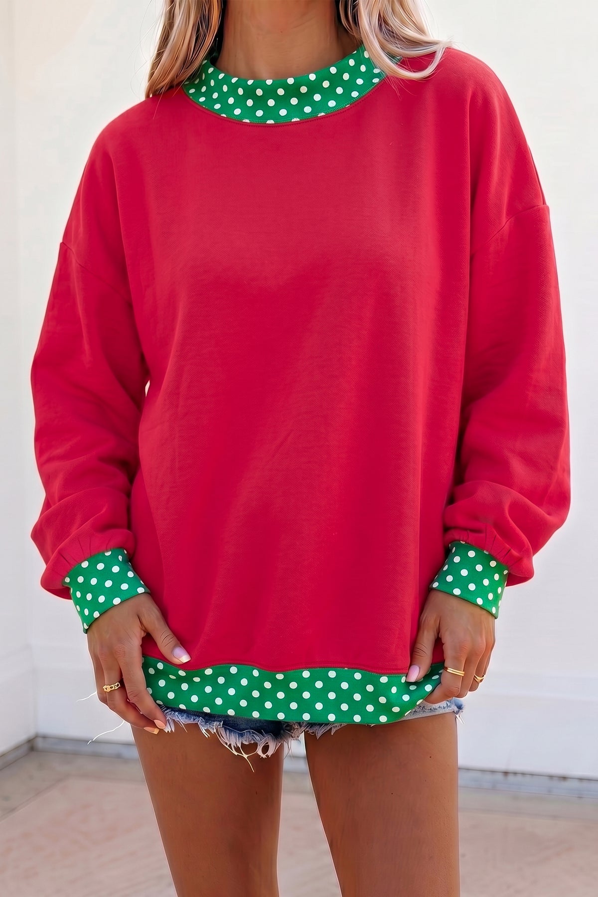 Mocha Polka Dot Oversized Sweatshirt