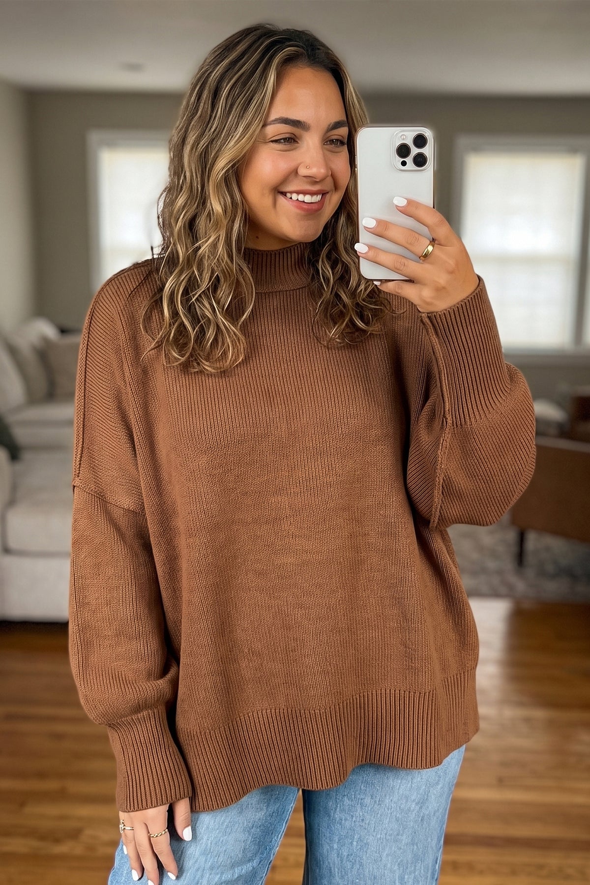 Chestnut Oversized Tunic Sweater