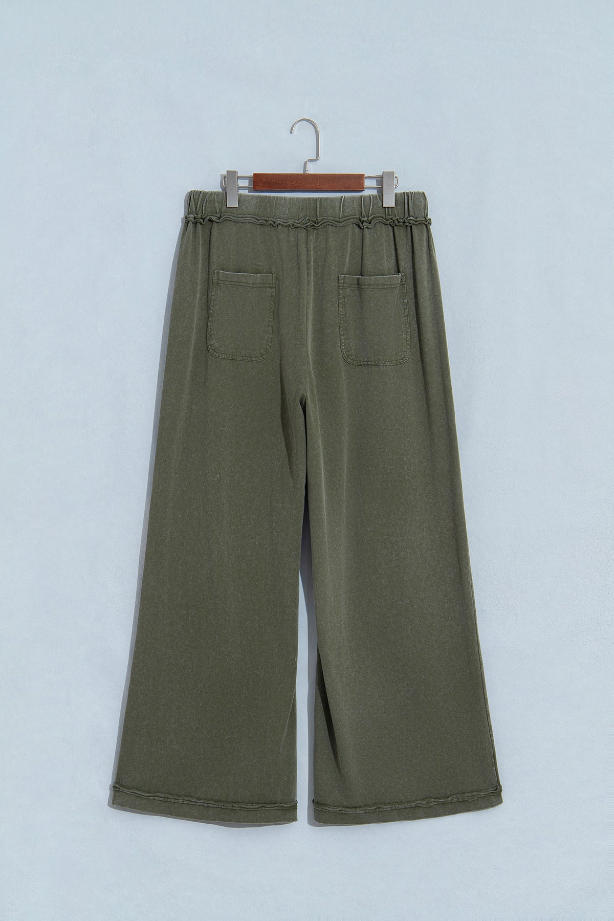 Jungle Green Mineral Wash Flare Leg Pants