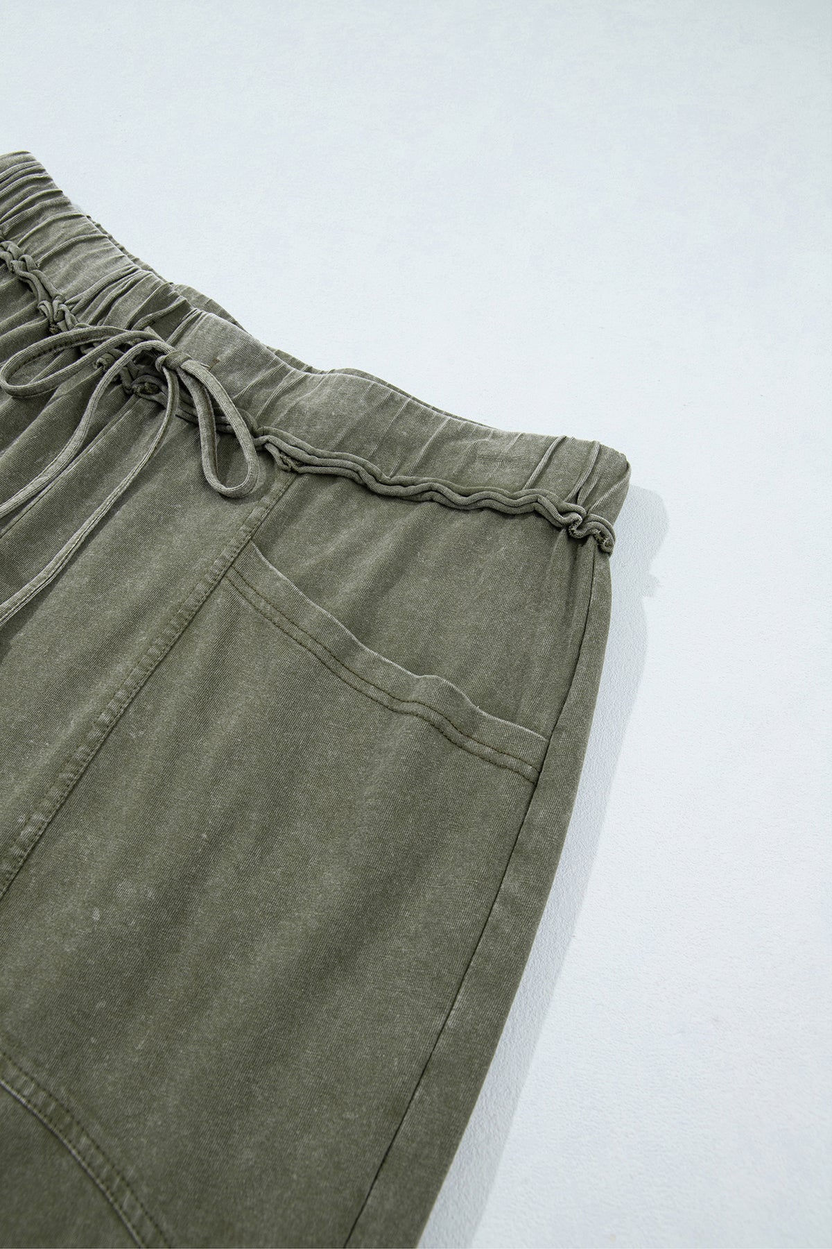 Jungle Green Mineral Wash Flare Leg Pants