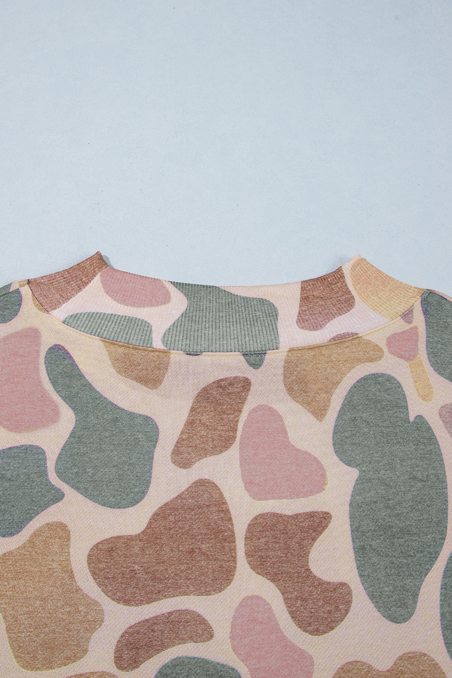 Camo Print Mock Neck Sweatshirt
