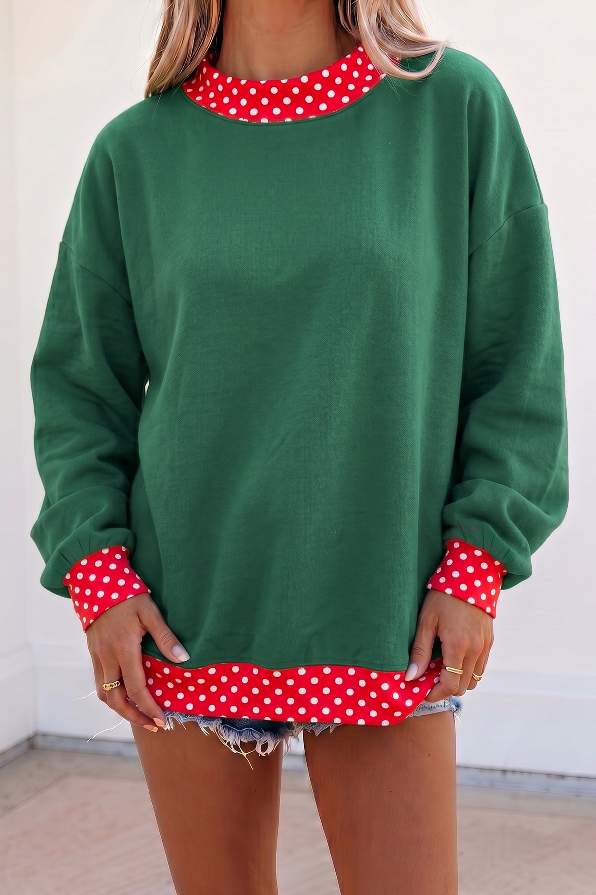 Mocha Polka Dot Oversized Sweatshirt
