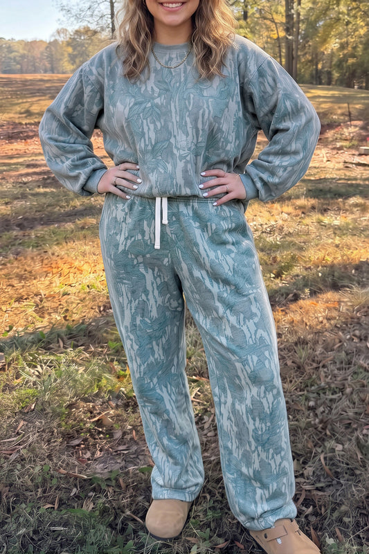 Camo Abstract Botanical Print Pant Set