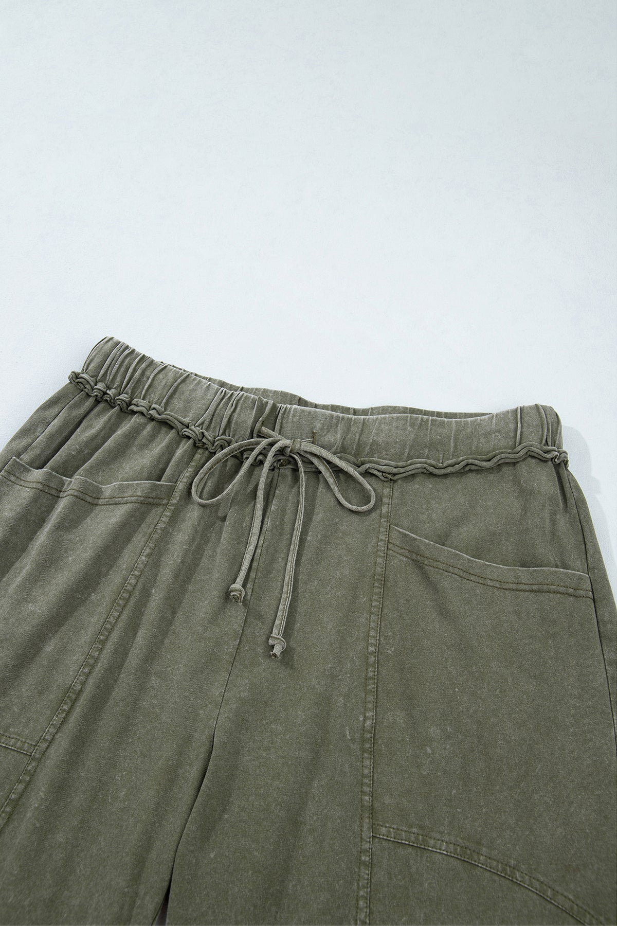 Jungle Green Mineral Wash Flare Leg Pants