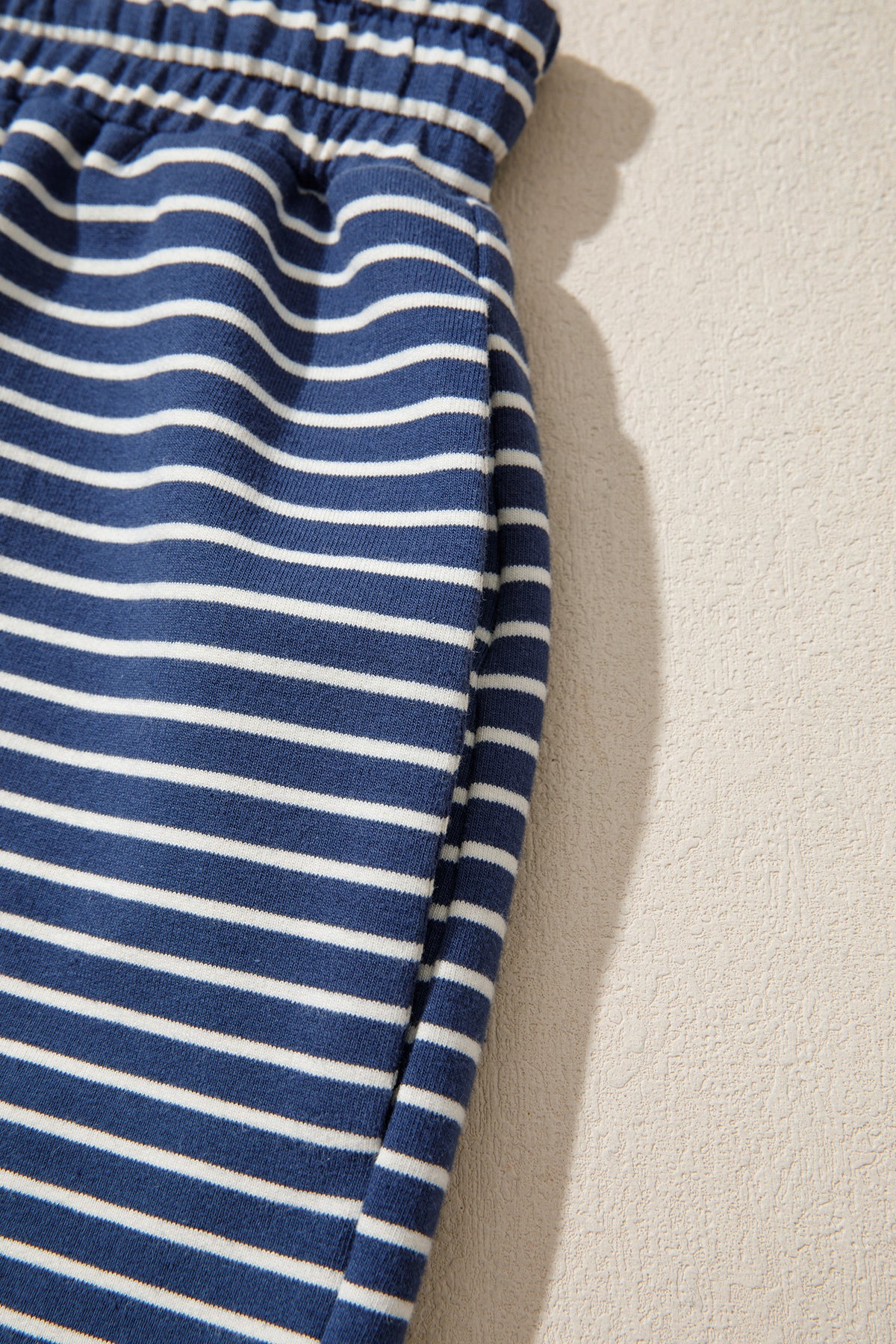Stripe Ribbed  Mock Neck Baggy Pullover Shorts Set