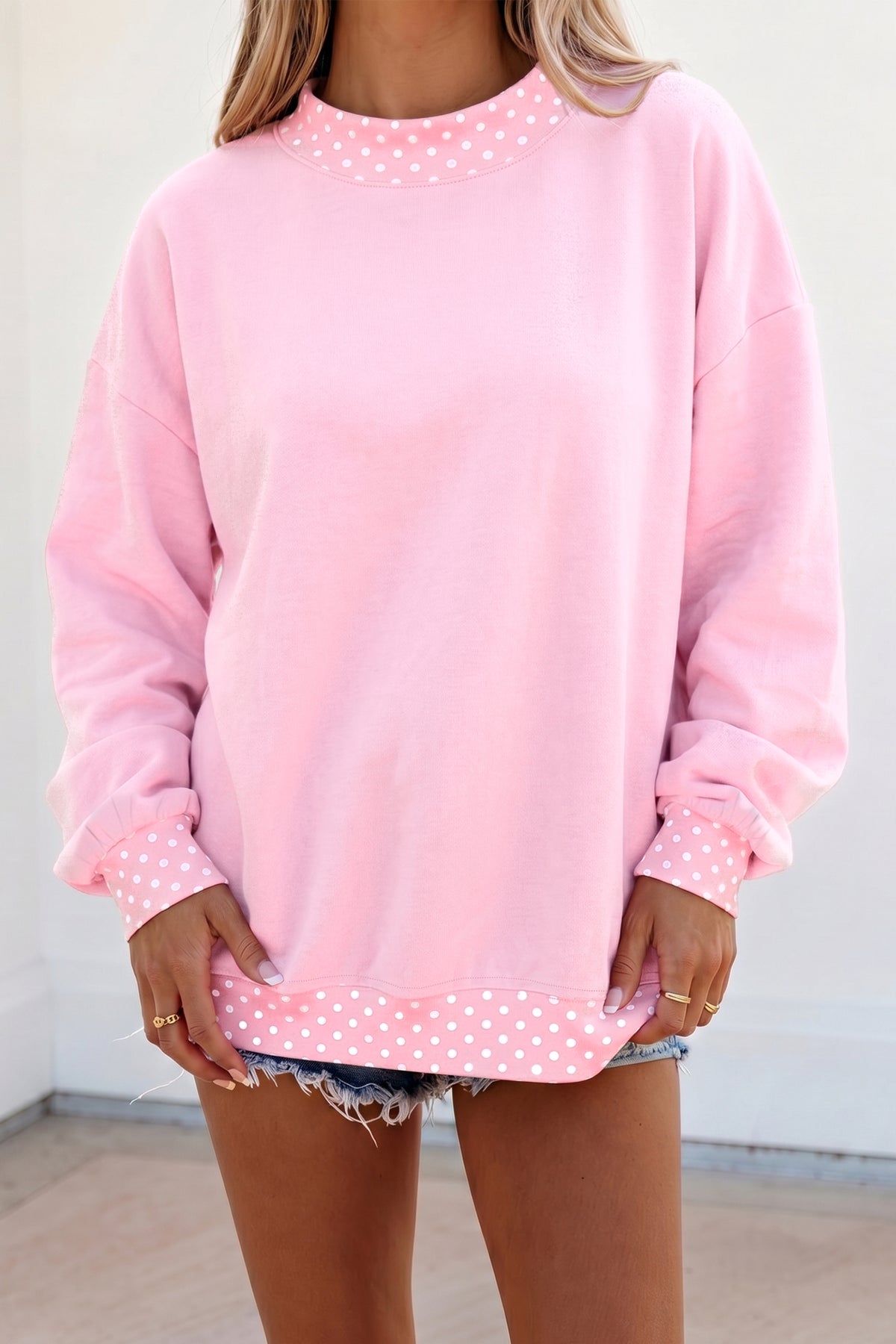 Mocha Polka Dot Oversized Sweatshirt