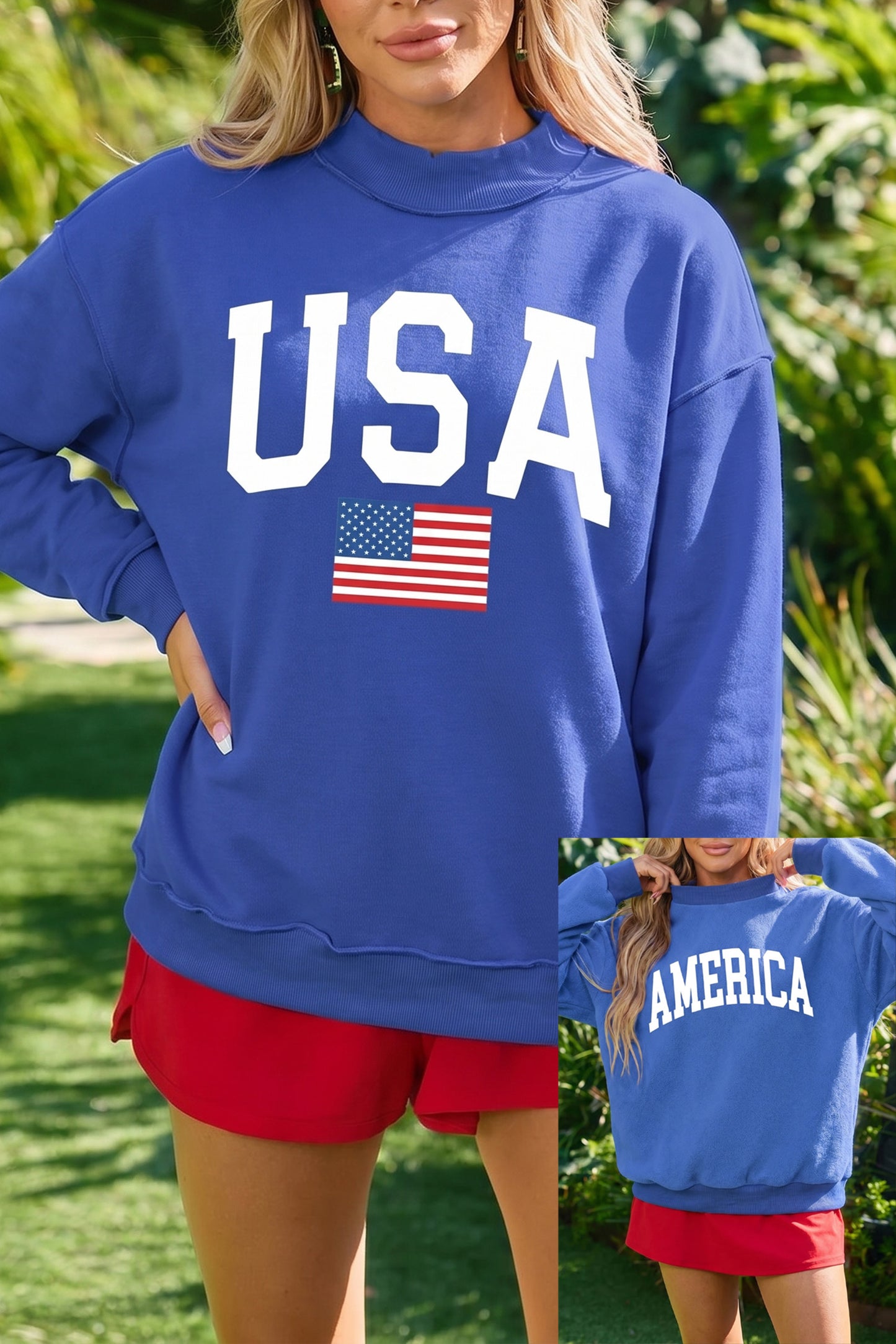 Mock Neck Reversible USA/America Sweatshirt