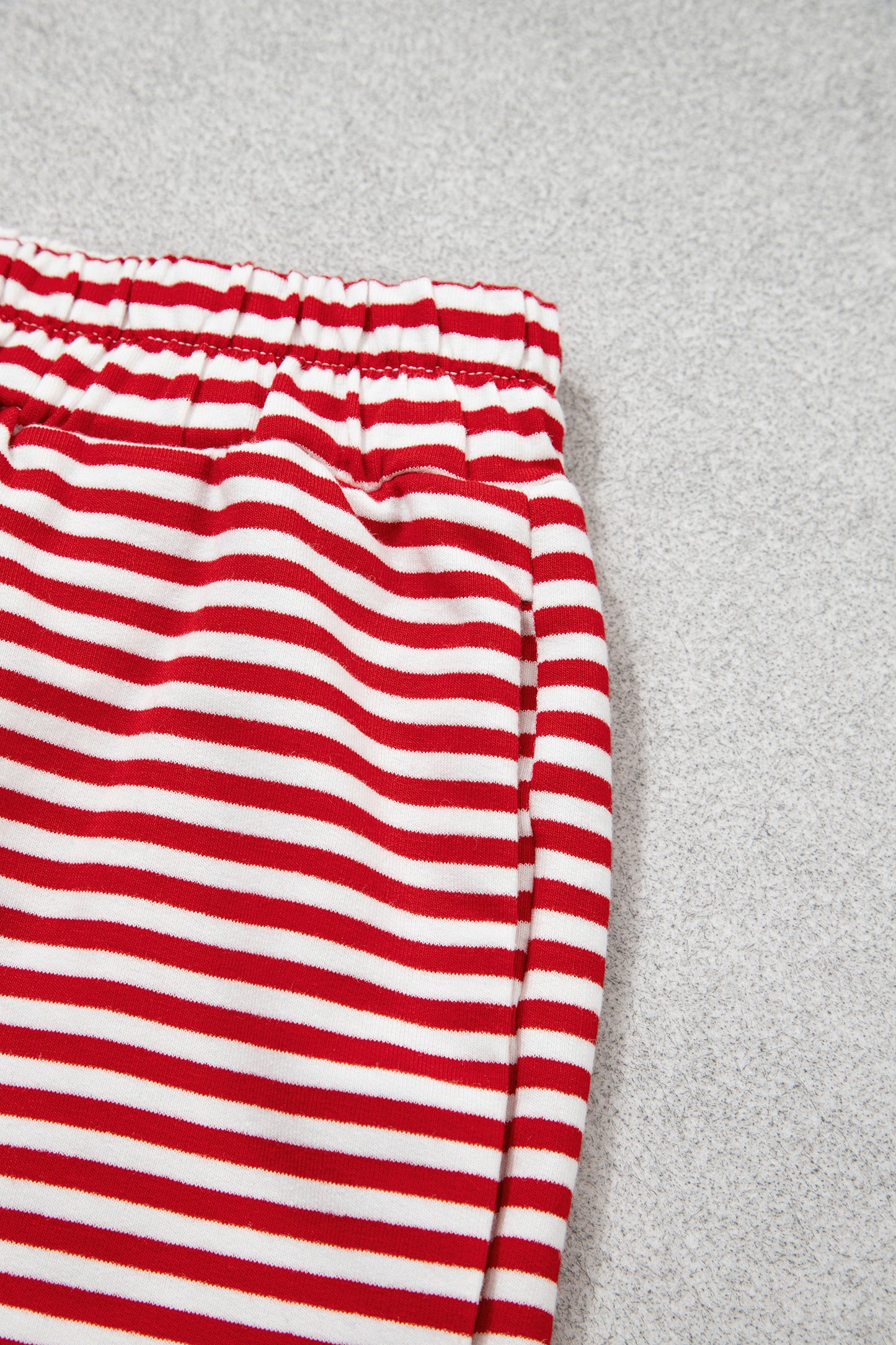 Red Stripe Oversize Mock Neck Sweatshirt & Shorts Set