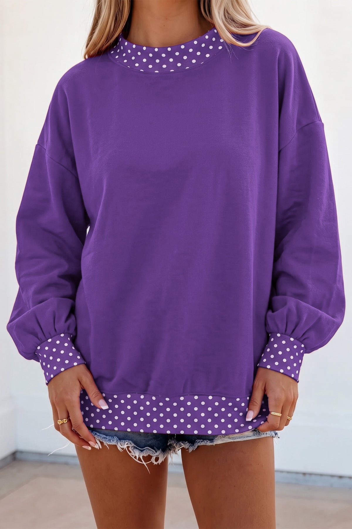 Mocha Polka Dot Oversized Sweatshirt