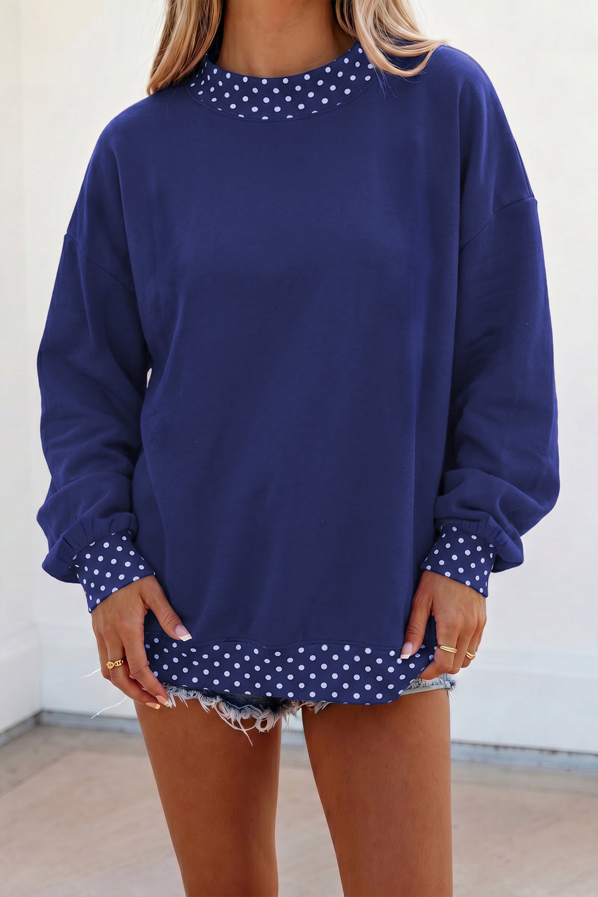 Mocha Polka Dot Oversized Sweatshirt