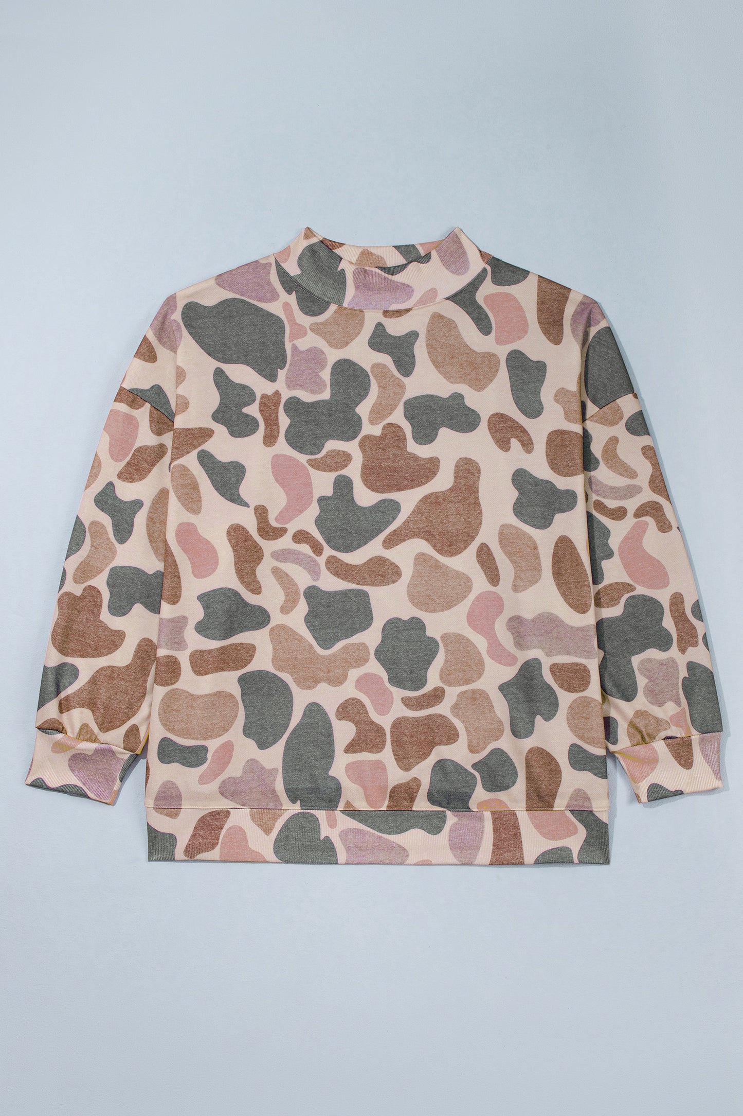 Camo Print Mock Neck Sweatshirt