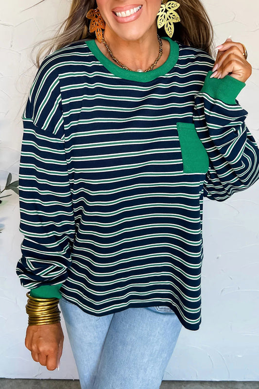 Color Block Ribbed Long Sleeve Top