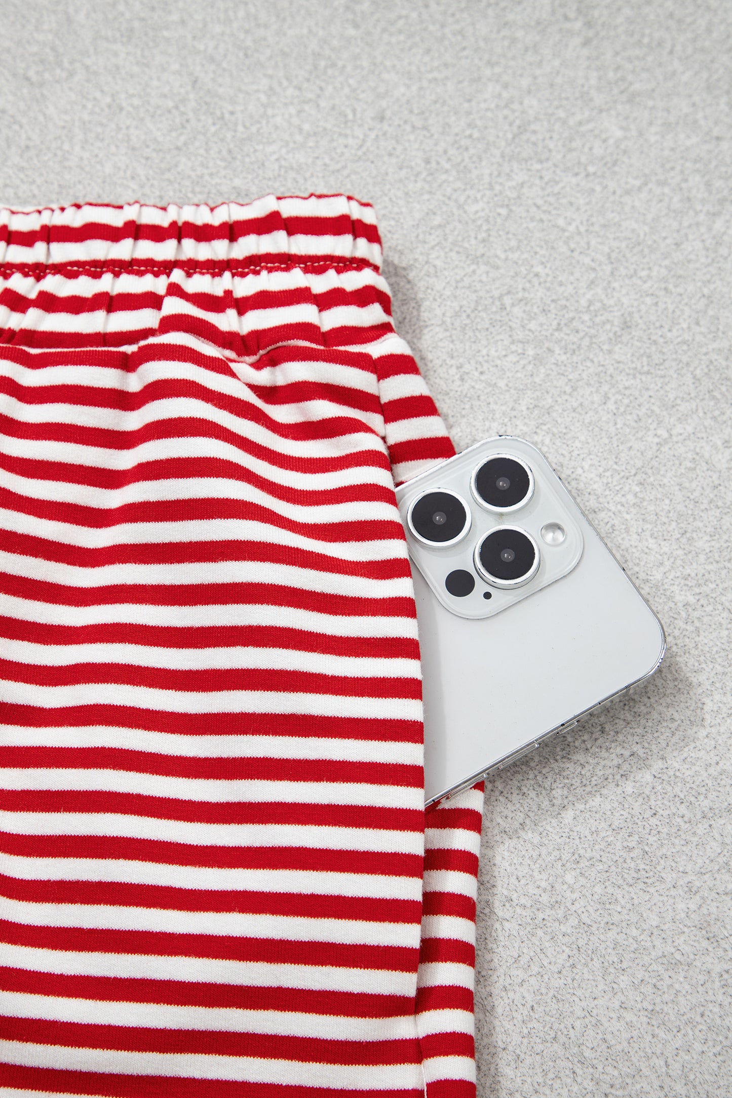 Red Stripe Oversize Mock Neck Sweatshirt & Shorts Set