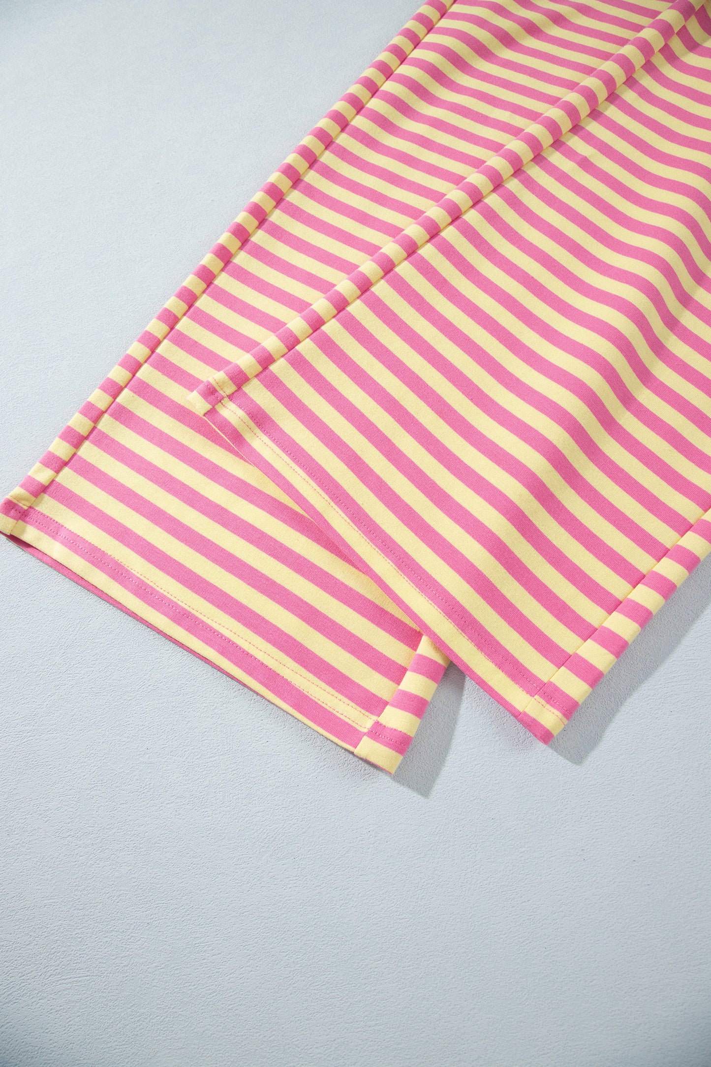 Pink Stripe Crew Neck Pant Set