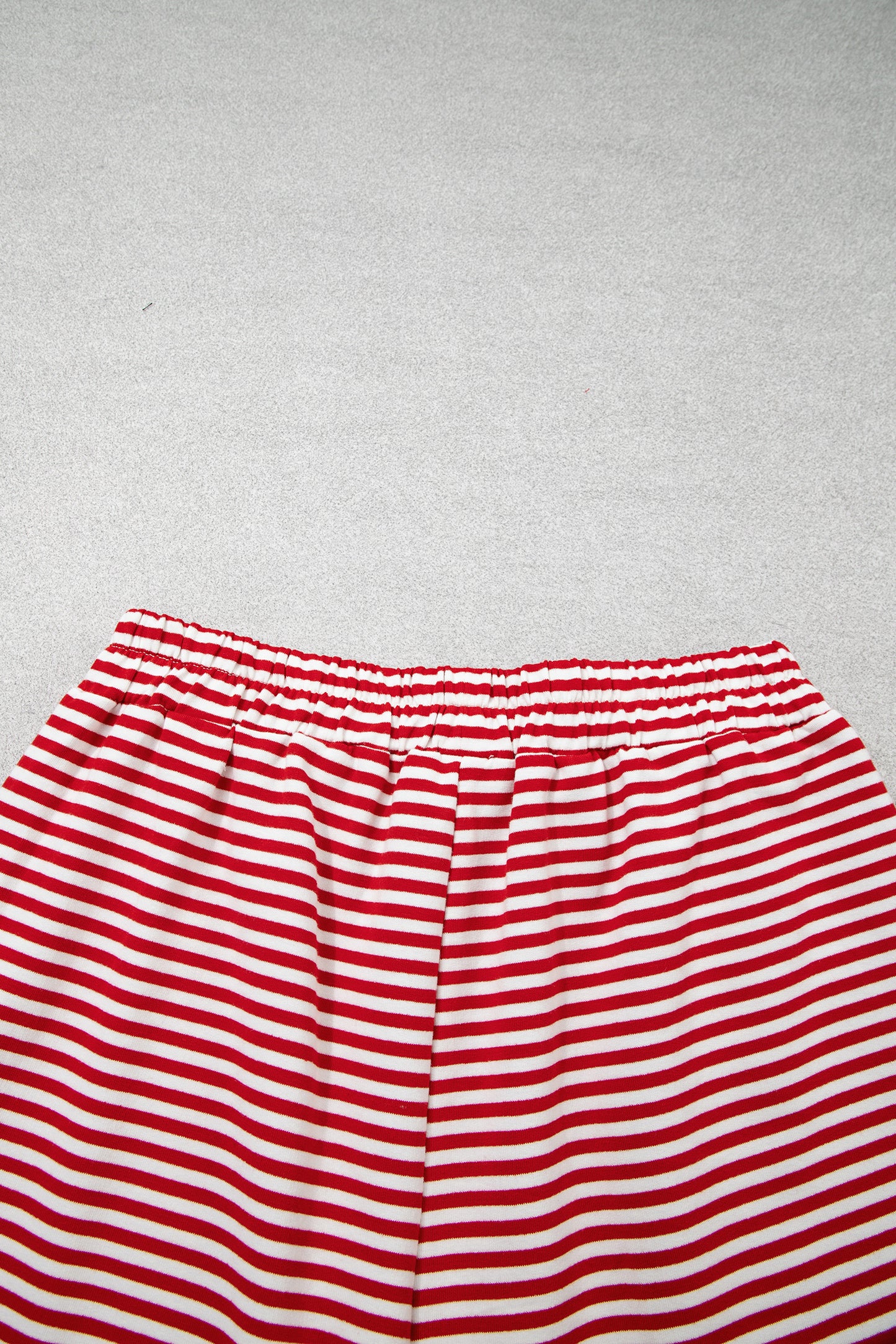 Red Stripe Oversize Mock Neck Sweatshirt & Shorts Set