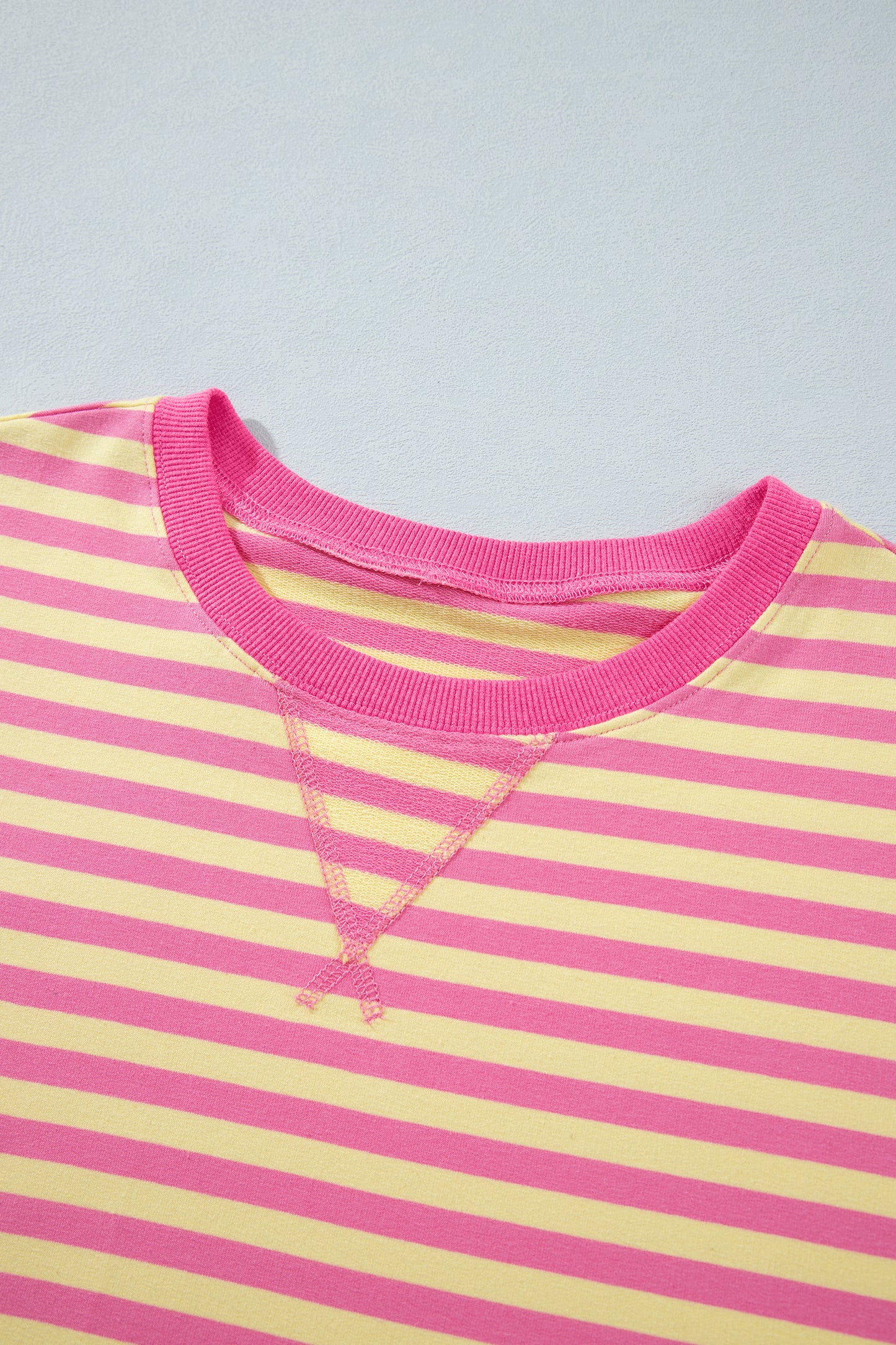 Pink Stripe Crew Neck Pant Set