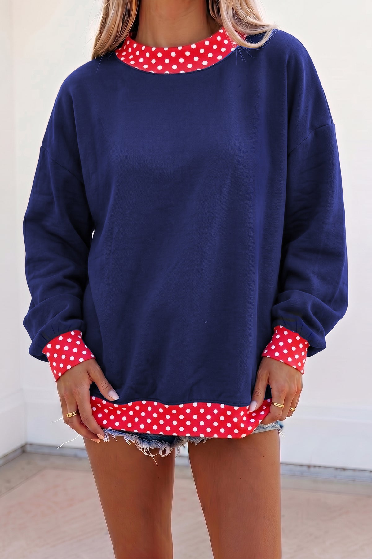 Mocha Polka Dot Oversized Sweatshirt