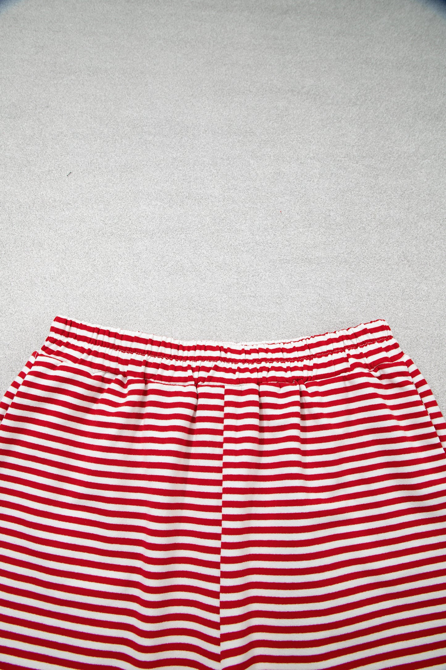 Red Stripe Oversize Mock Neck Sweatshirt & Shorts Set
