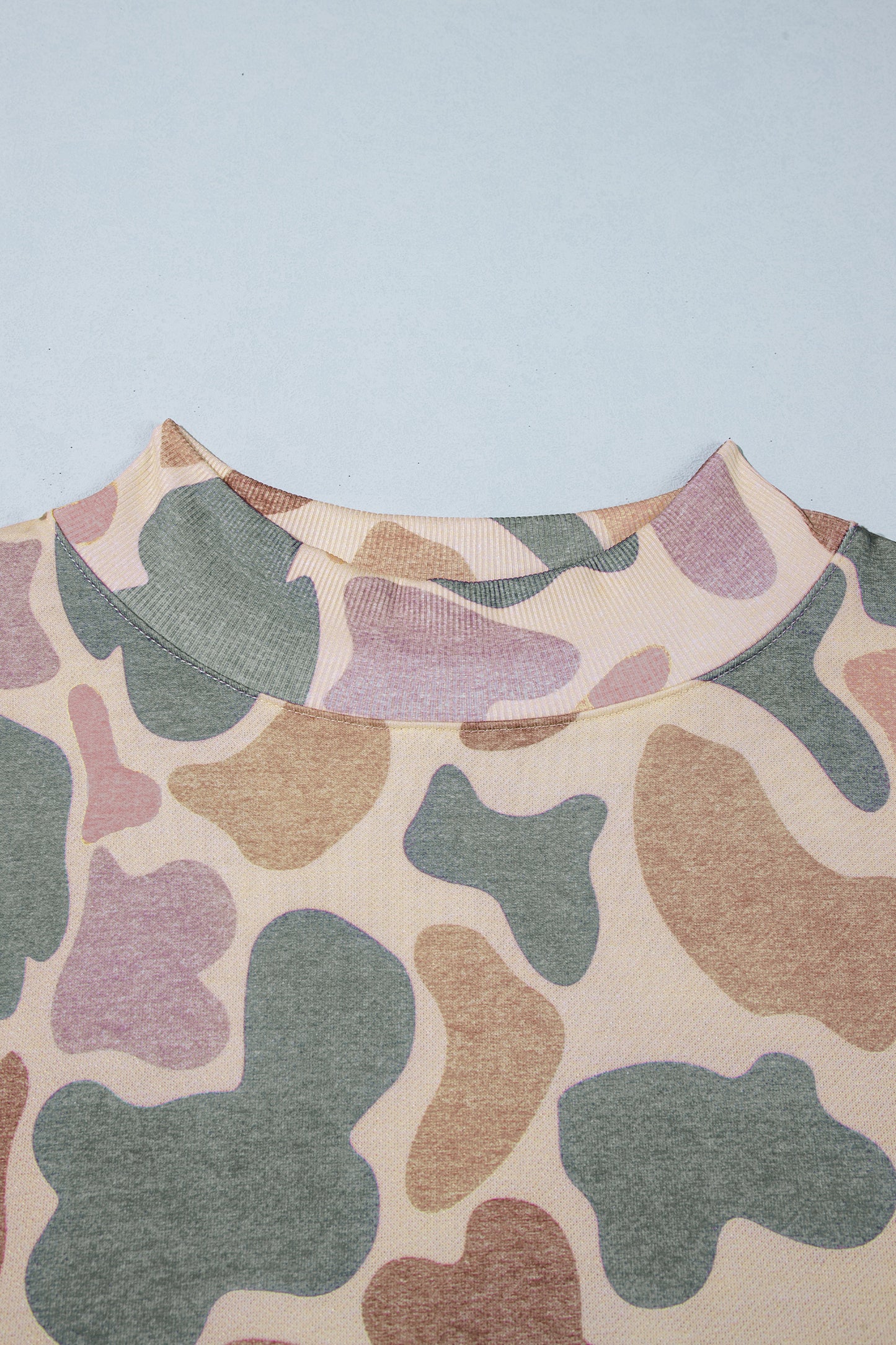 Camo Print Mock Neck Sweatshirt