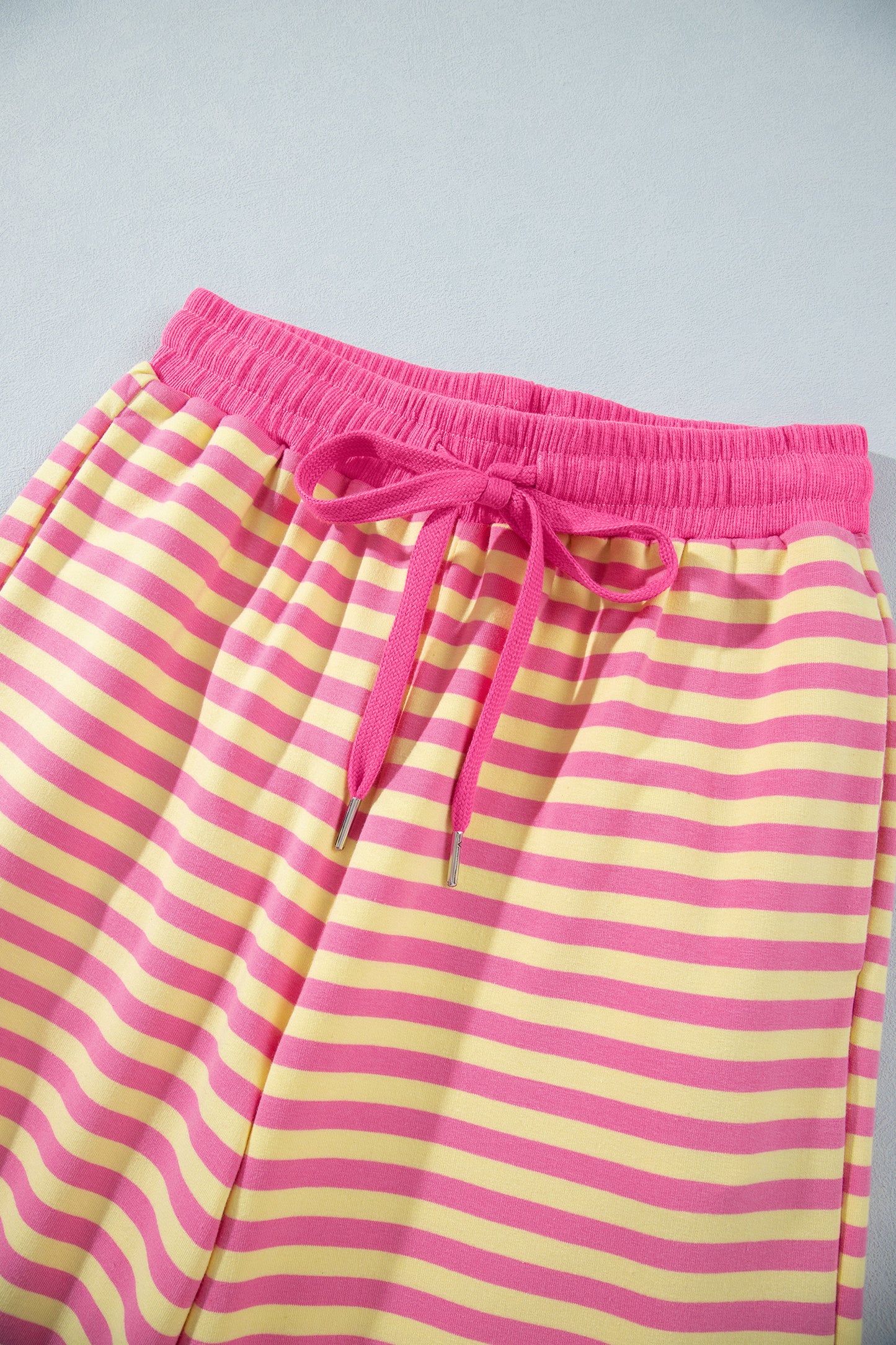 Pink Stripe Crew Neck Pant Set