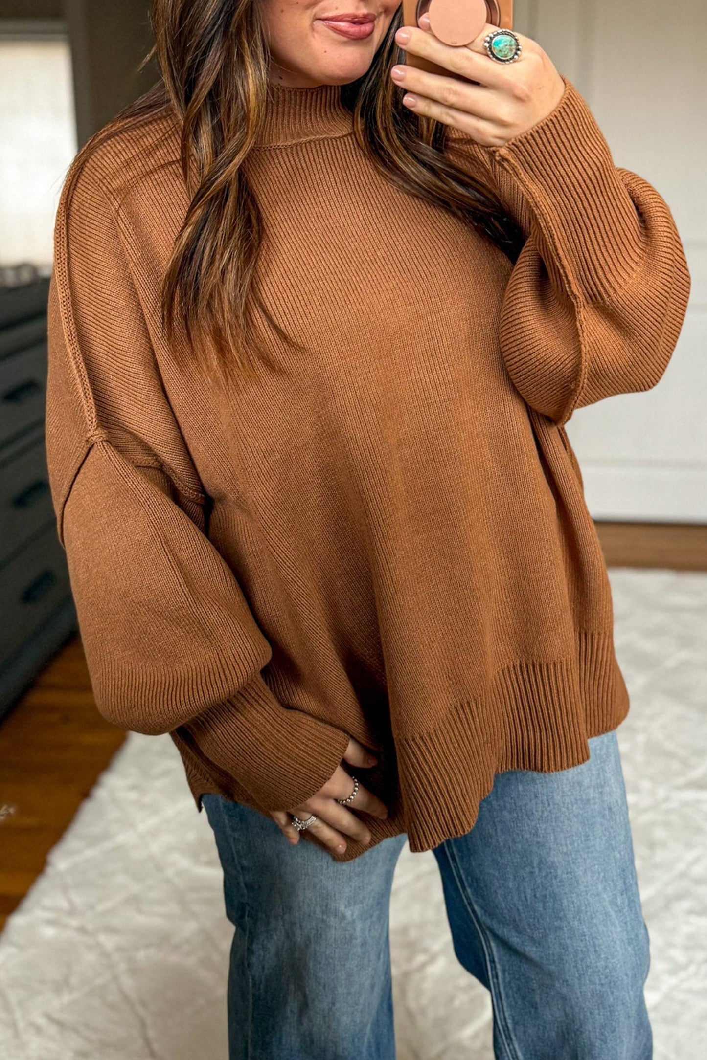 Chestnut Oversized Tunic Sweater